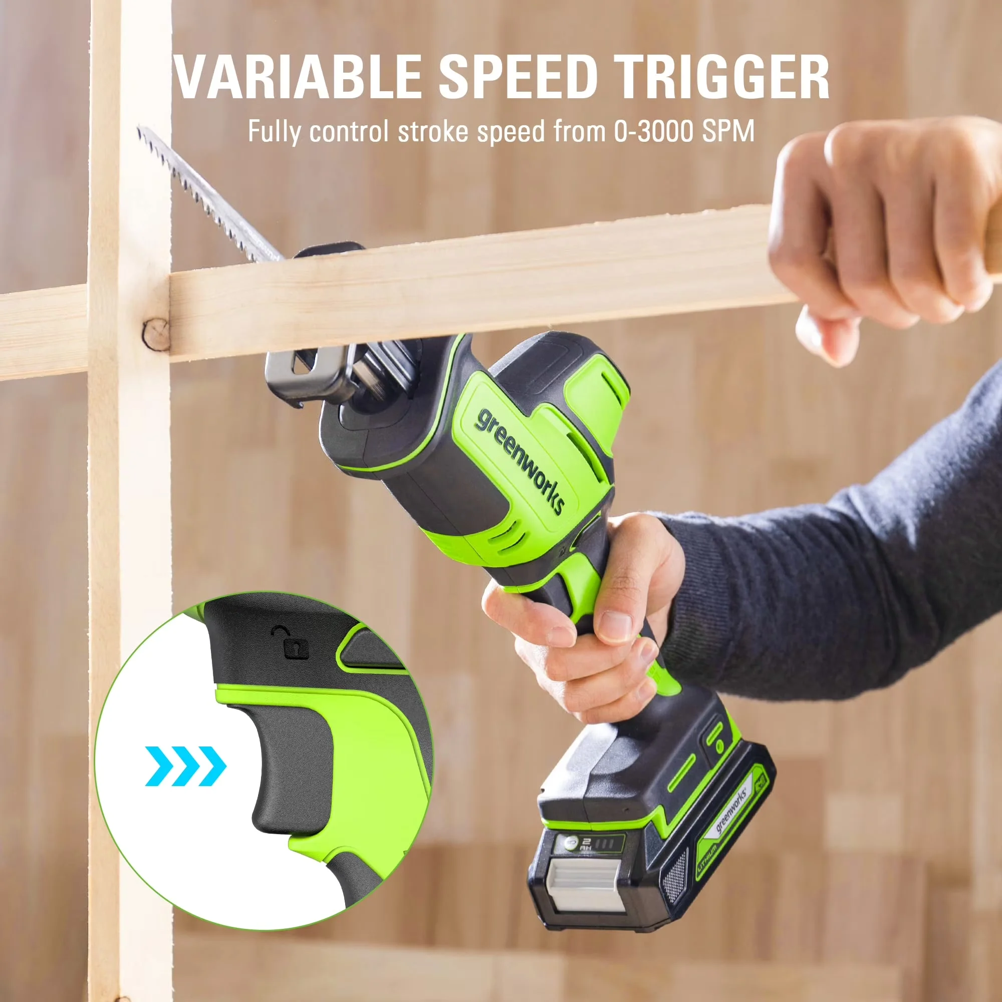 Power Saw Versatile with Battery, 24V, 3000 SPM - Quality Construction Model CD1A35