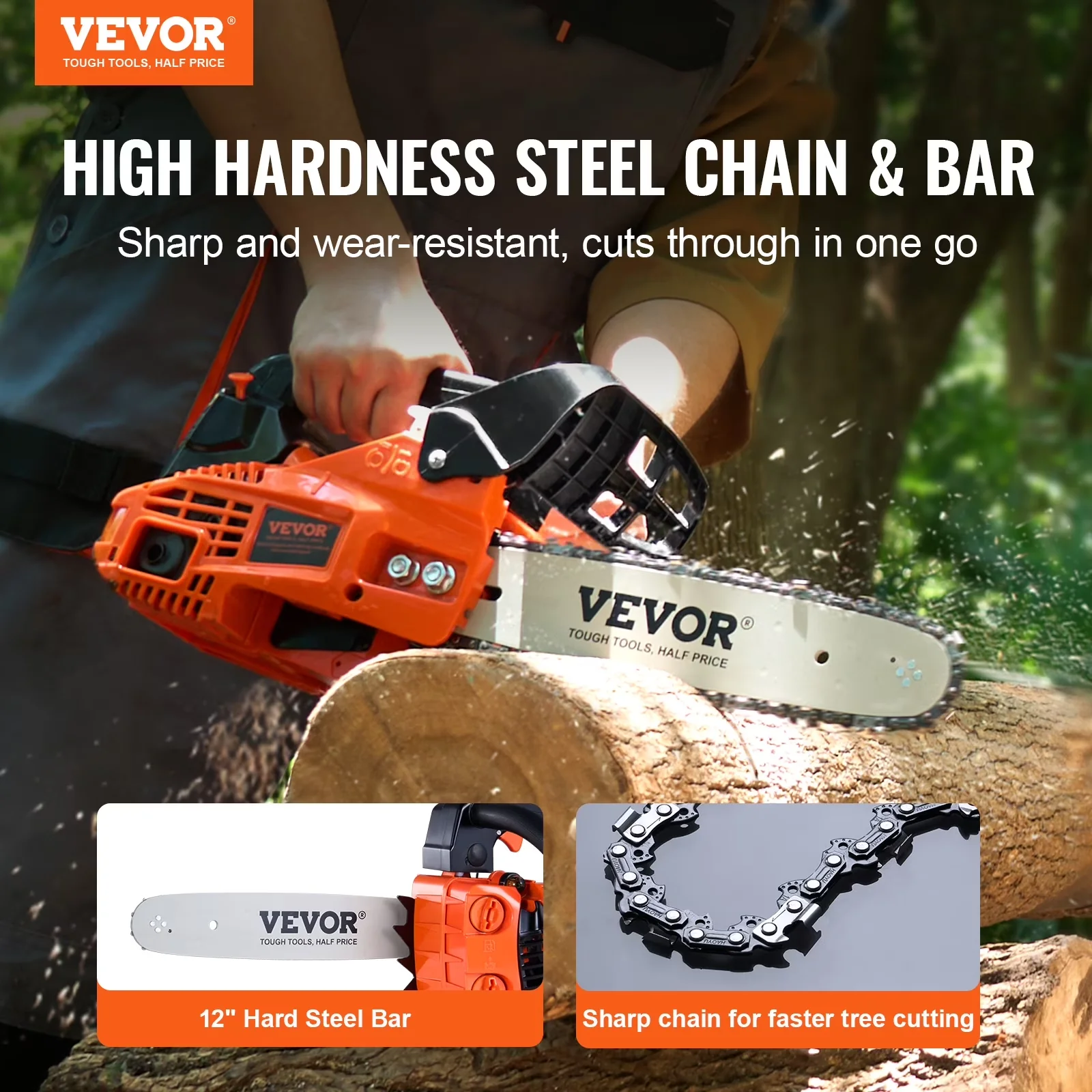 Quality Chainsaw with Gas, Gasoline Powered Chain Saw - Multicolor for Garden Model 5AA624