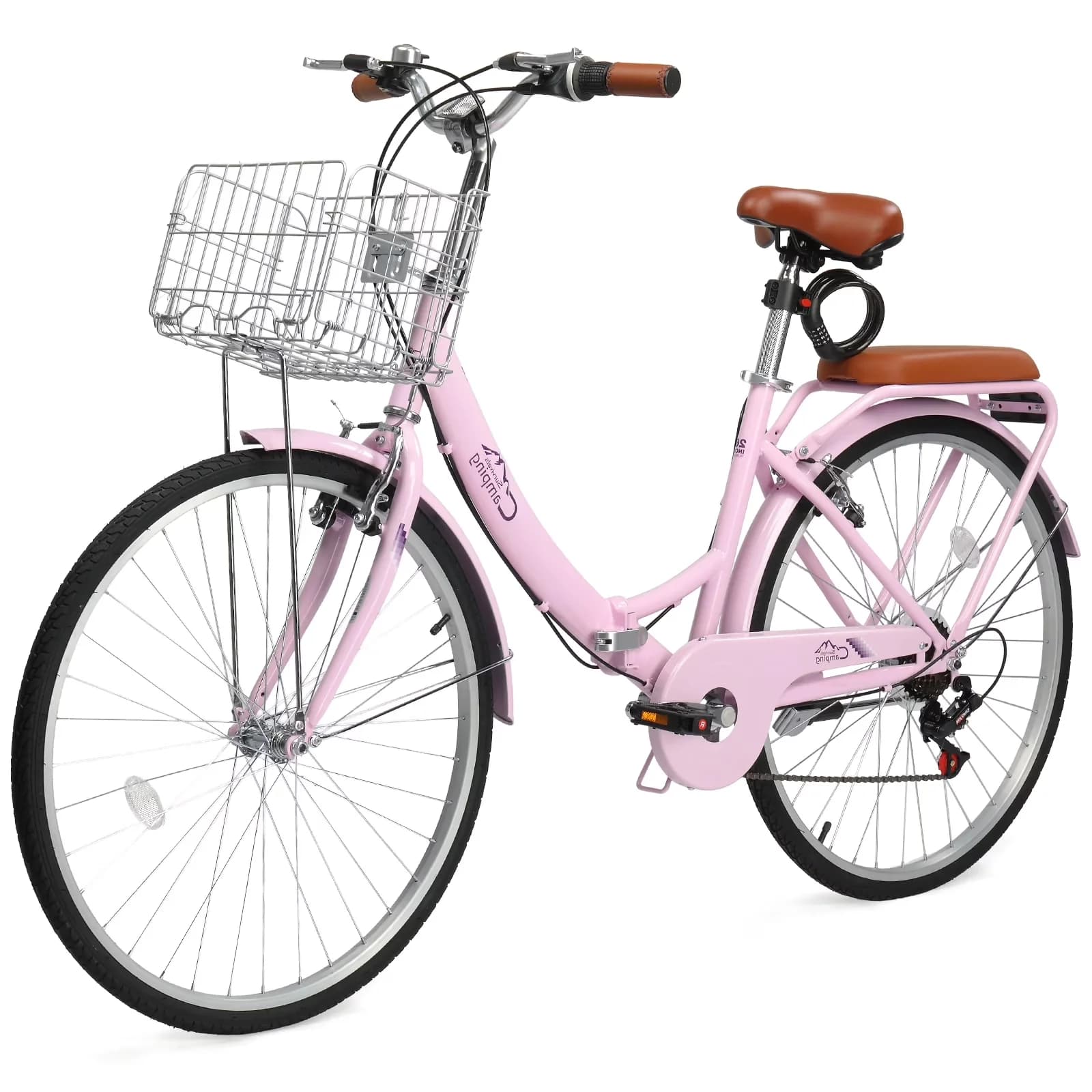 Versatile Cruiser Bike with Compact, Adjustable Speed, 26 Inch Folding Beach - Pink Model 97A7CD