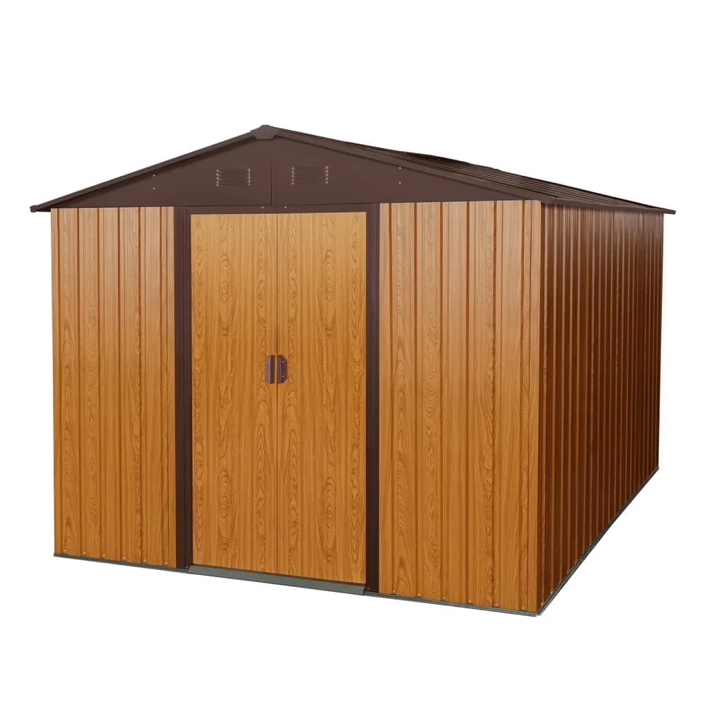 Premium Shed with Waterproof, Tool Storage - Coffee Color Iron for Garden, Patio Model 6743AB