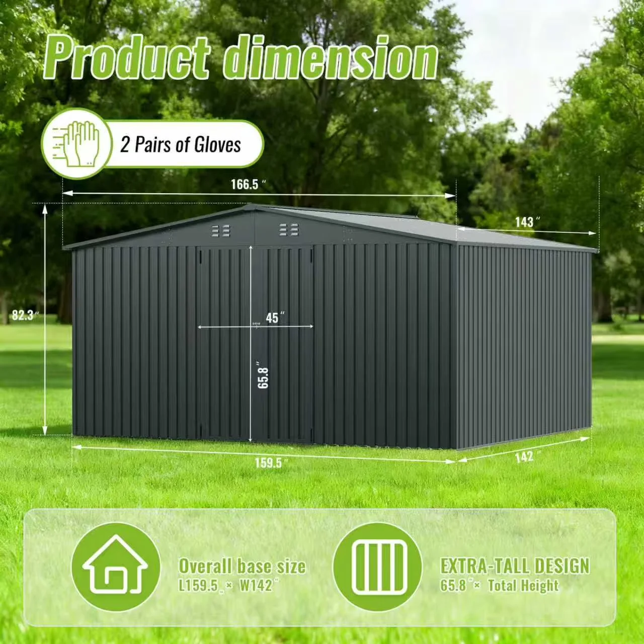 Quality Shed with Uv Resistant, Lockable Door, Black Roof - Black Metal Model DFBD99