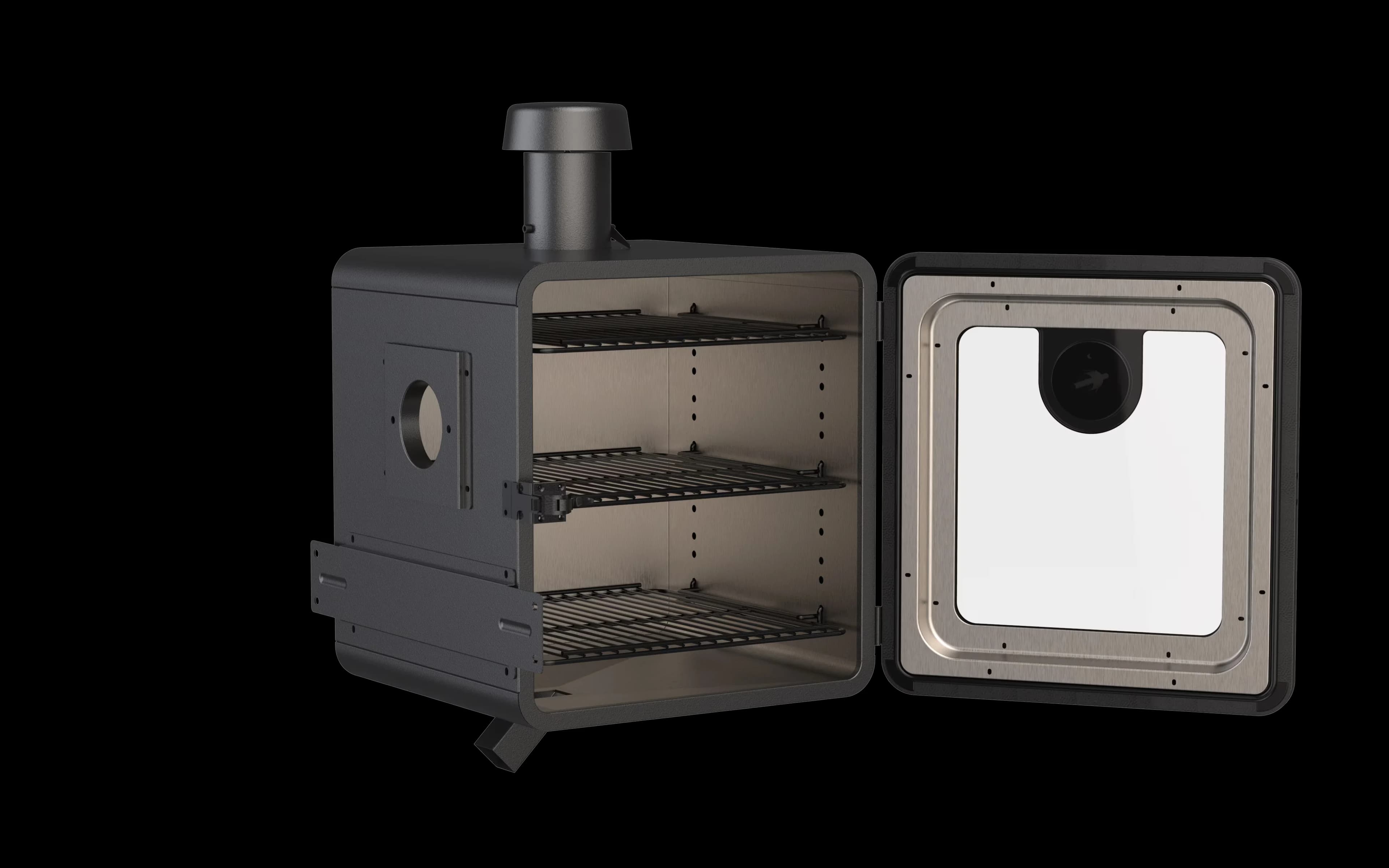 Efficient Smoker with Window, Black 10083, 709 square inches of cooking space - Heavy Duty Steel Model F94D1A