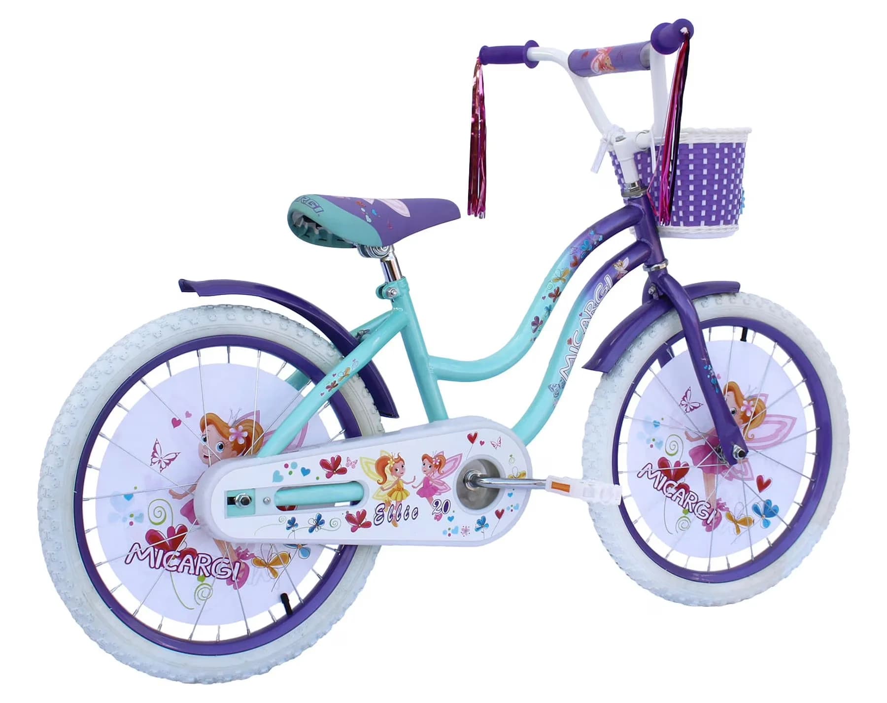 Compact Kids Bike with Adjustable Seat Height, White Full cover Chain Guard - Purple Model C27701