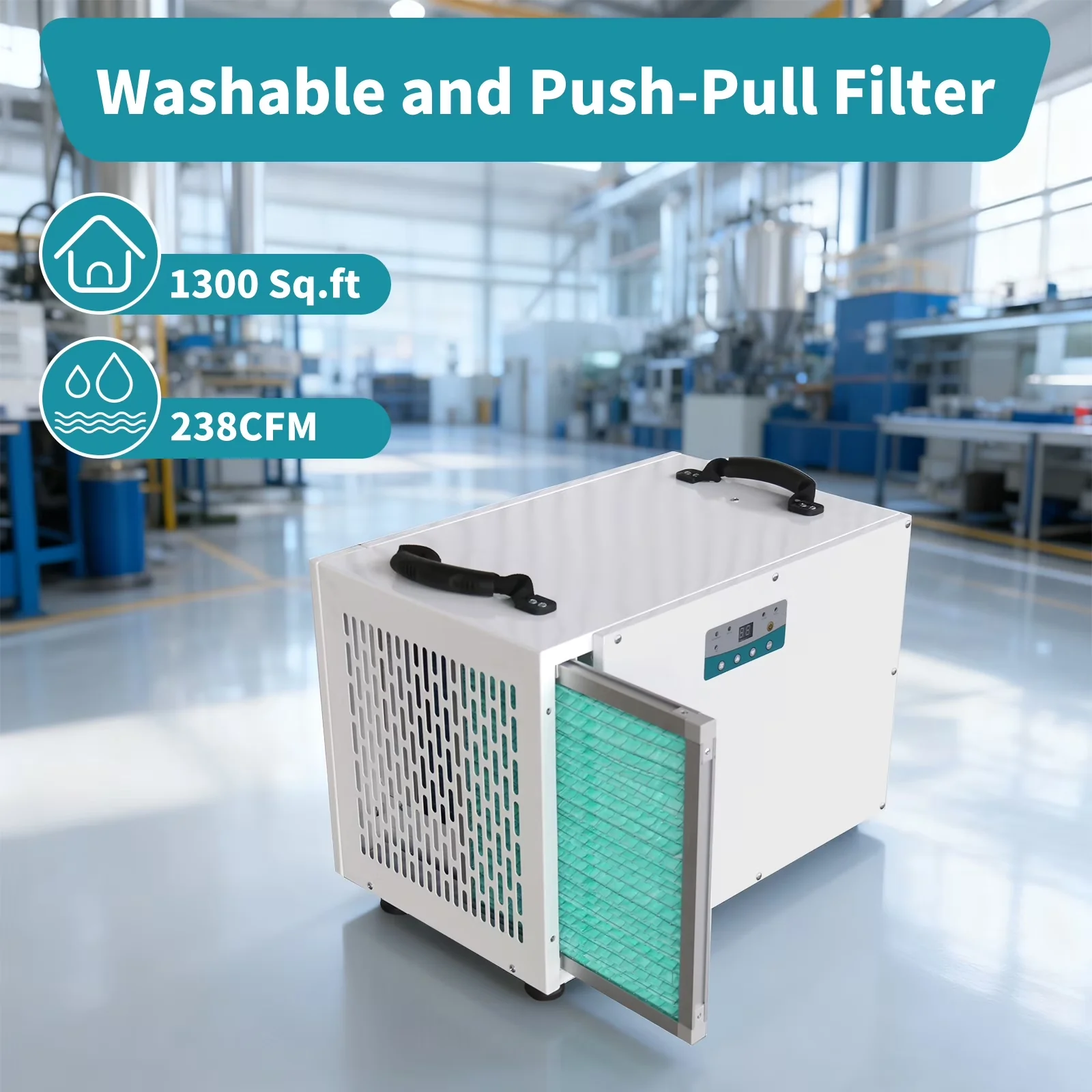 Classic Dehumidifier with Automatic Defrost Control, Adjustable Humidistat, 198 PPD - White for Commercial Model A36AE8