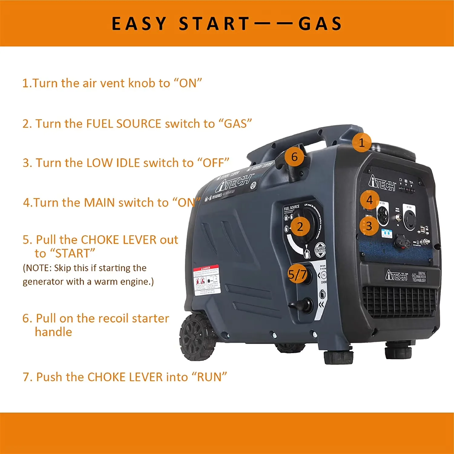Professional Generator with 2300W, Overload Protection, Super Quiet Operation for Home - Model ED258D