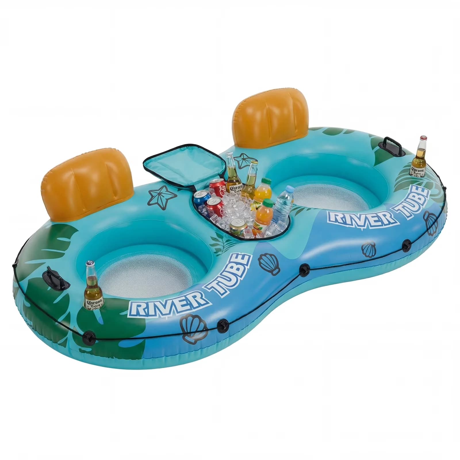 Inflatable Pool Essential with Uv Resistant, Fade Resistant, Cooler and Backrests - Blue Model 0487C3