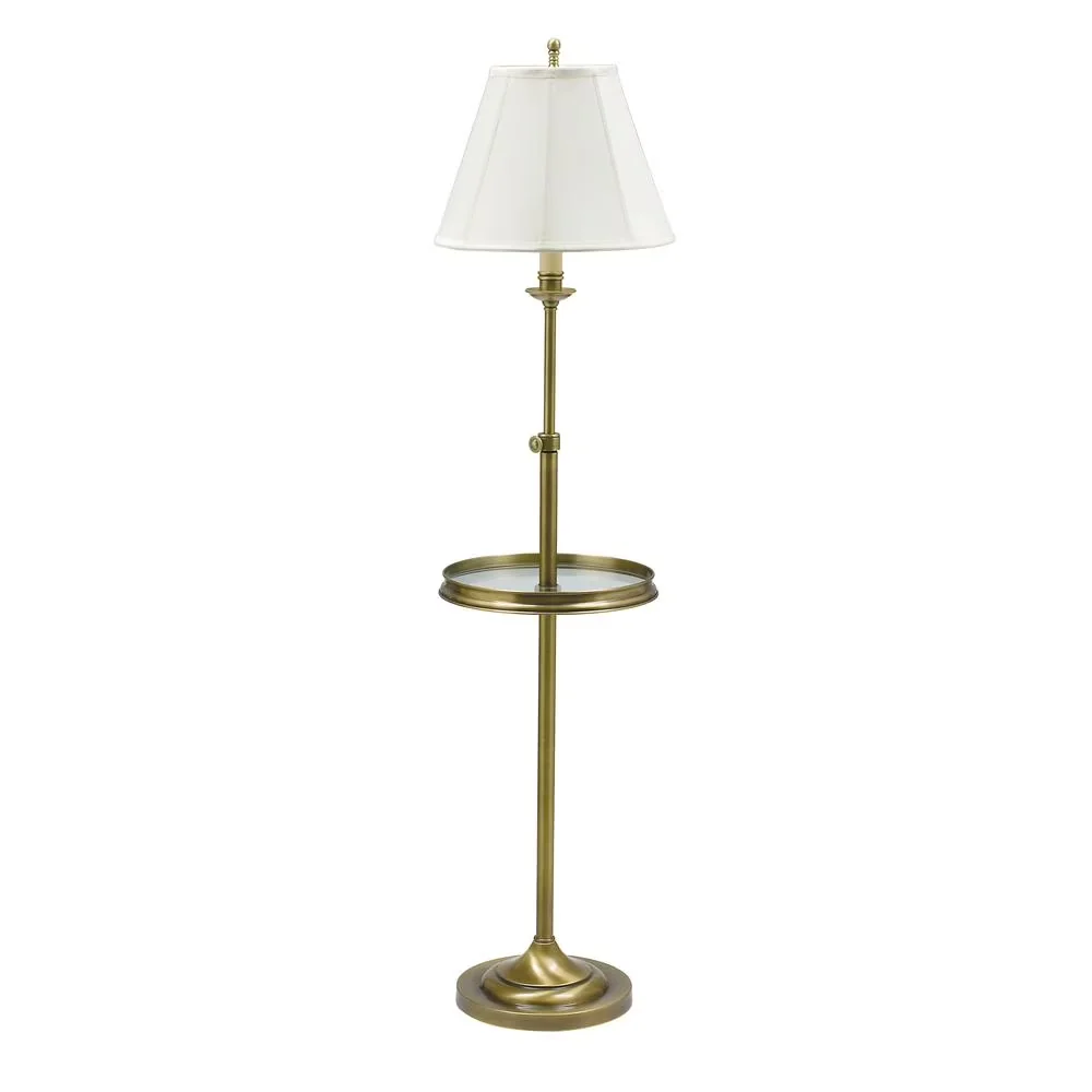 Premium Floor Lamp with Transitional, CL202-AB, Antique Brass w/ Glass table - Glass Gold Model 5CBD15
