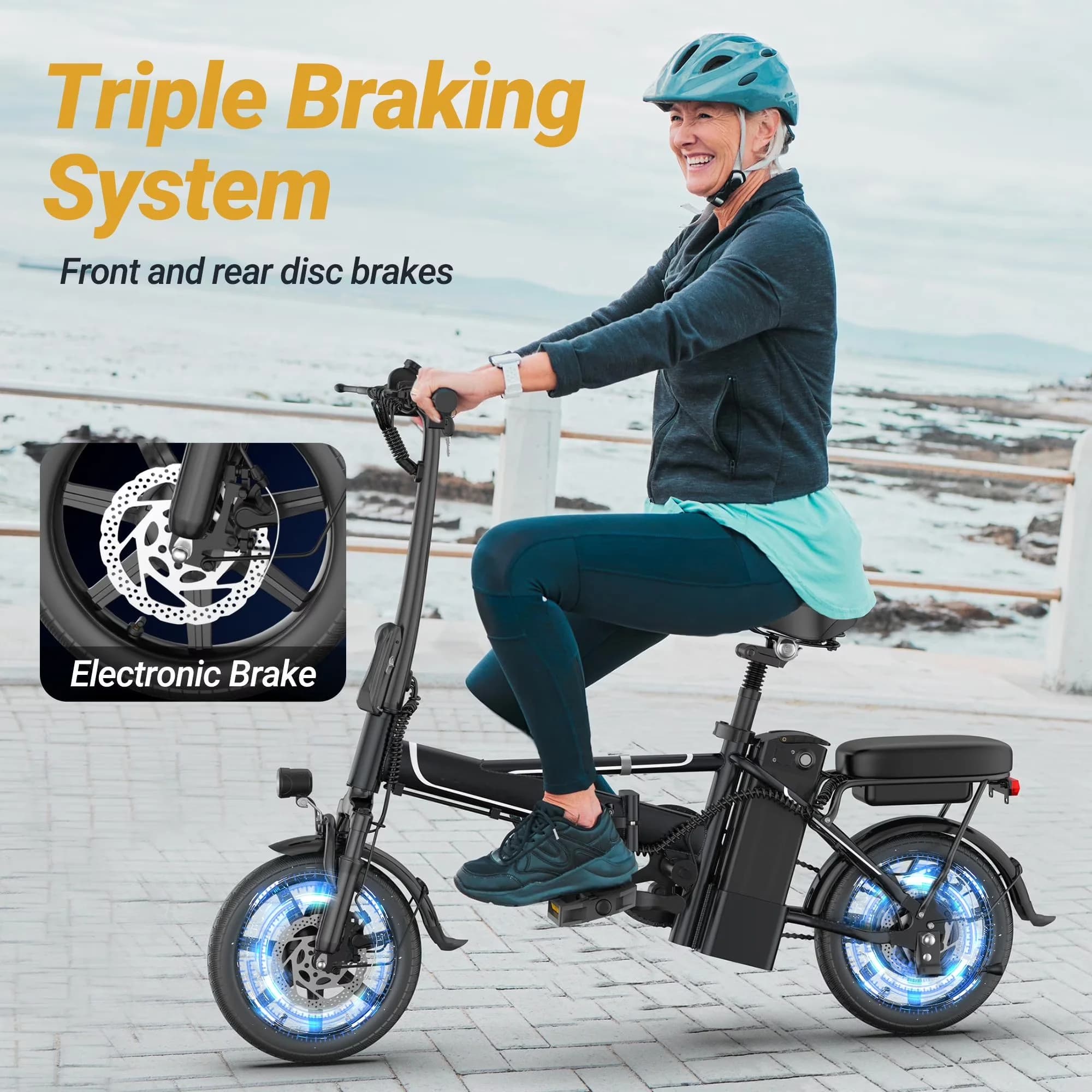 Essential Electric Bike with Battery, 500W, 48V - Black - Sleek Profile Model CFDC1A