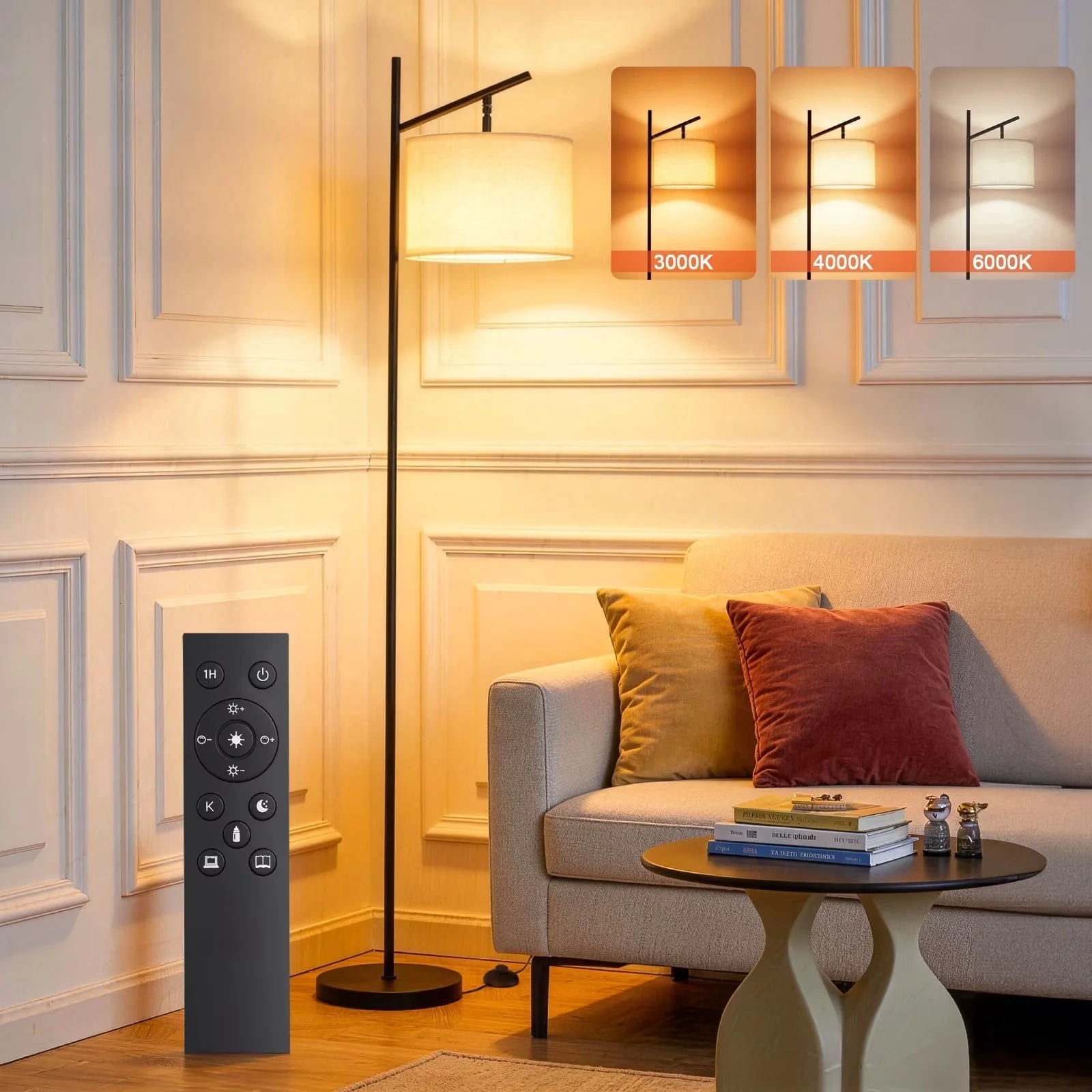 Innovative Floor Lamp with LED, Modern - Metal Black for Living Room, Bedroom Model 8CC8F5