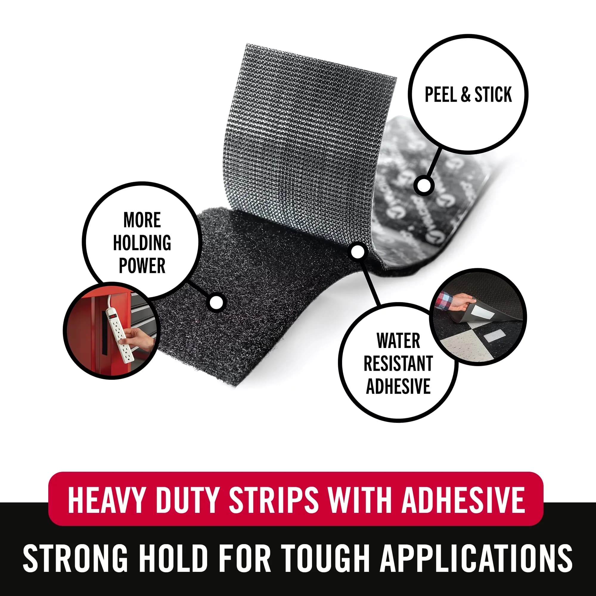 Fastener Efficient with 4in x 2in Black Strips 3 Count, Indoor & Outdoor Use - Nylon, Polypropylene Black Model 1D7FCC