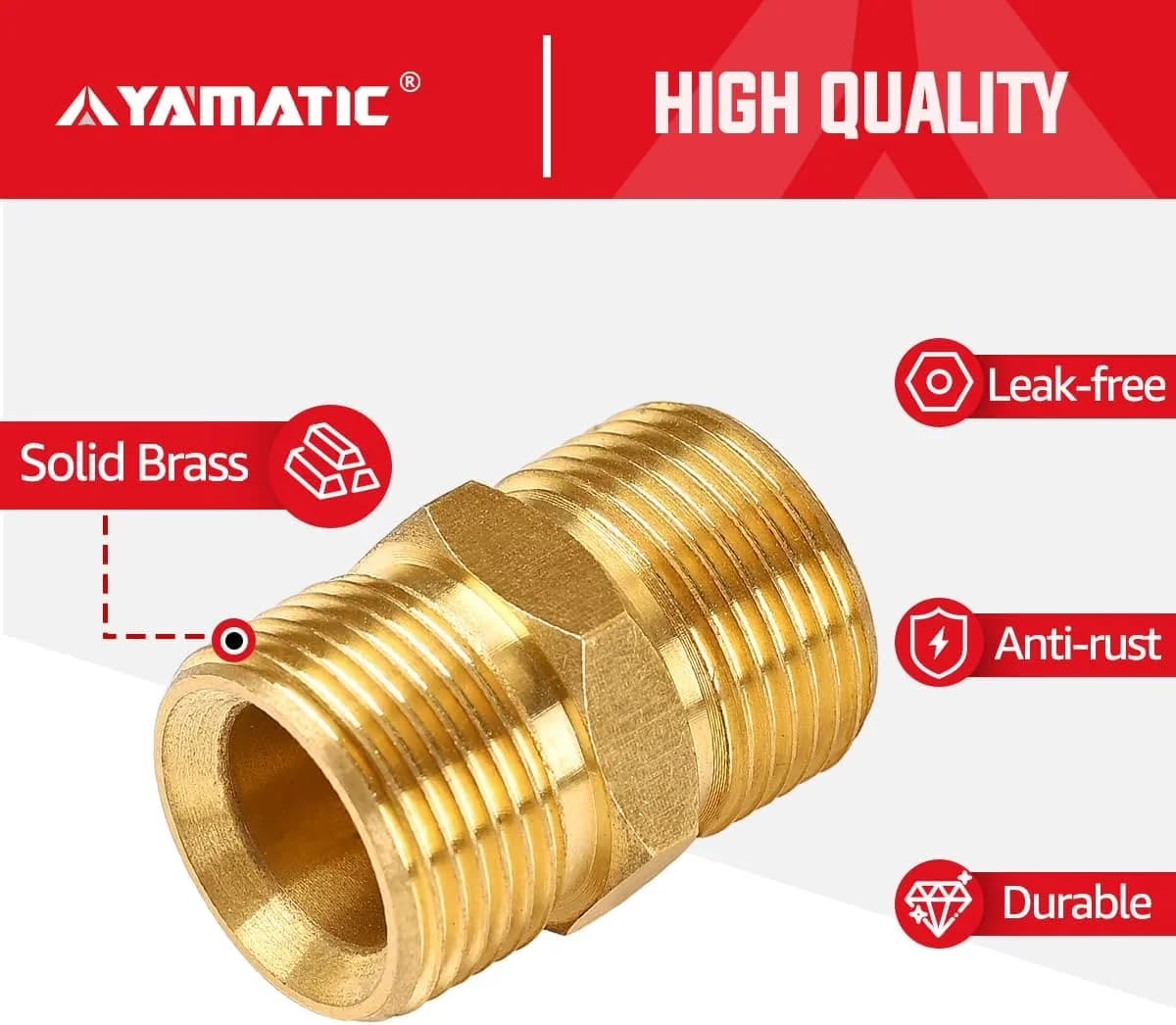 Stylish Pressure Washer with 5000 PSI Extension Fitting, 1 Pack, Hose Connector - Solid Brass Model 5E3C22