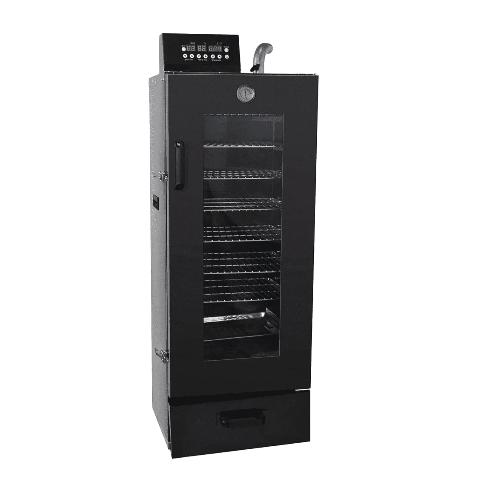 Efficient Smoker with 1600W, Adjustable Charcoal Tray, Digital Display - Black Stainless Steel Model 4F2733