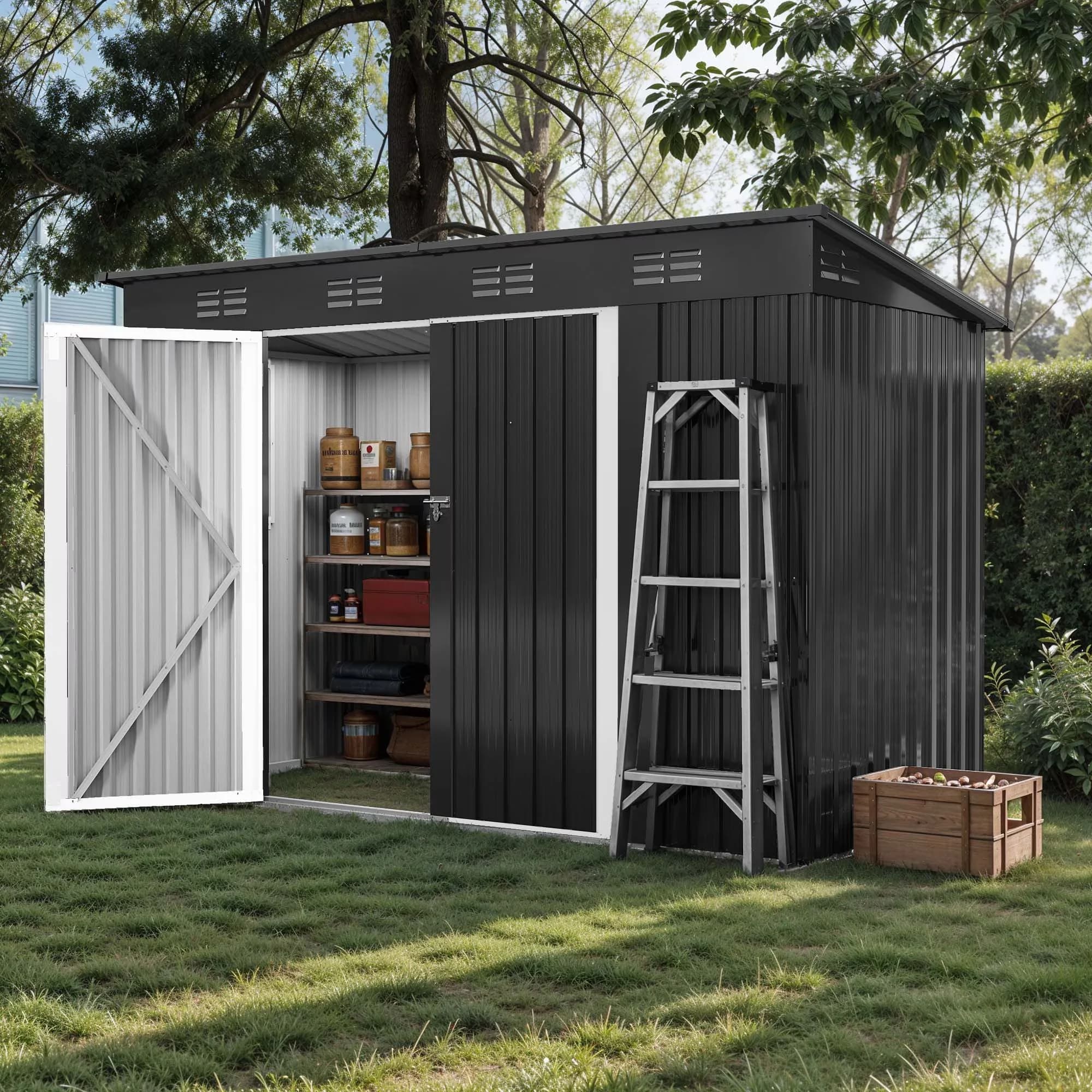 Reliable Shed with Waterproof, Oversized Storage - Metal Black for Outdoor Model 22159A