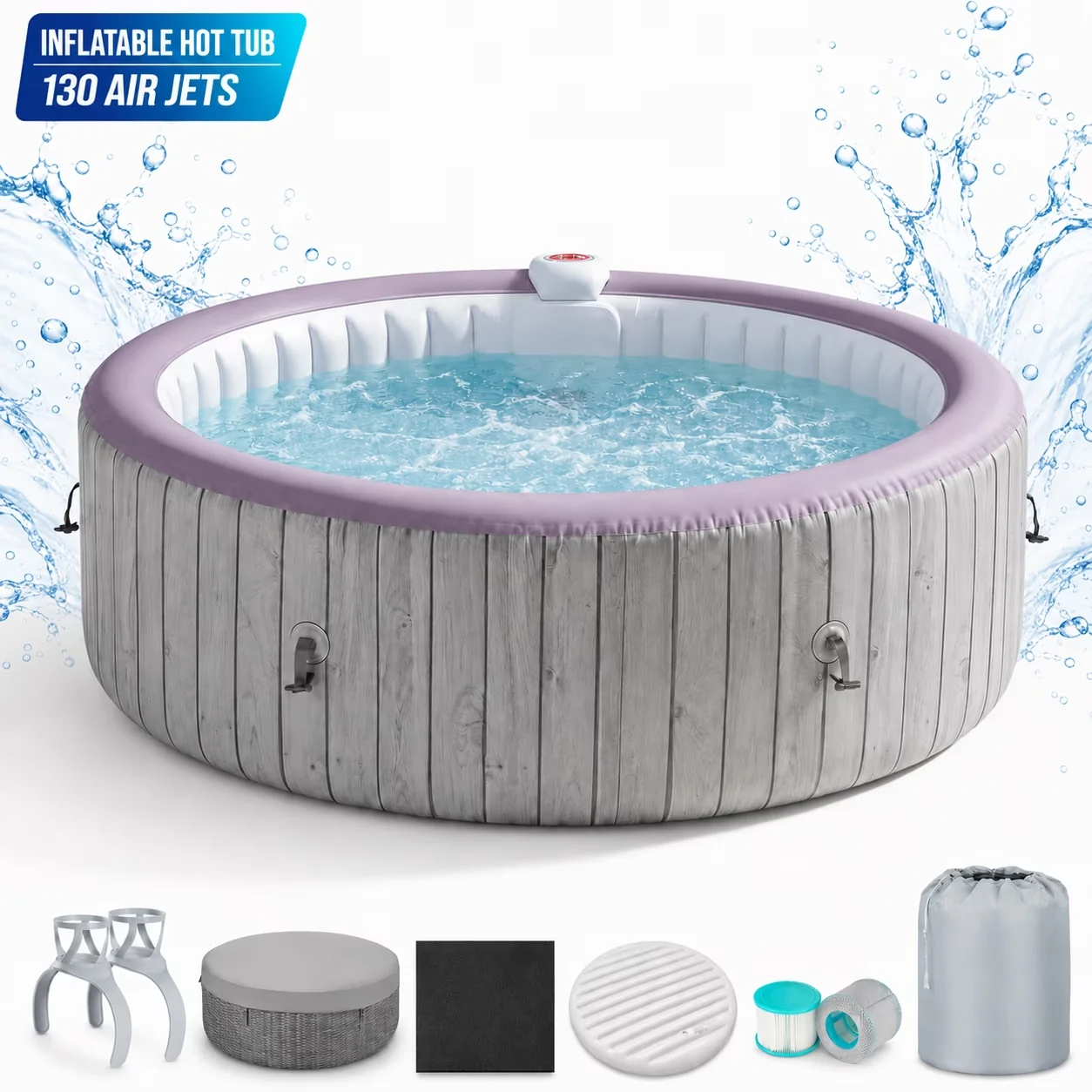 Essential Hot Tub with Inflatable, 6-8 Person Portable, Max 104℉ - Residential Grade Model BBE904