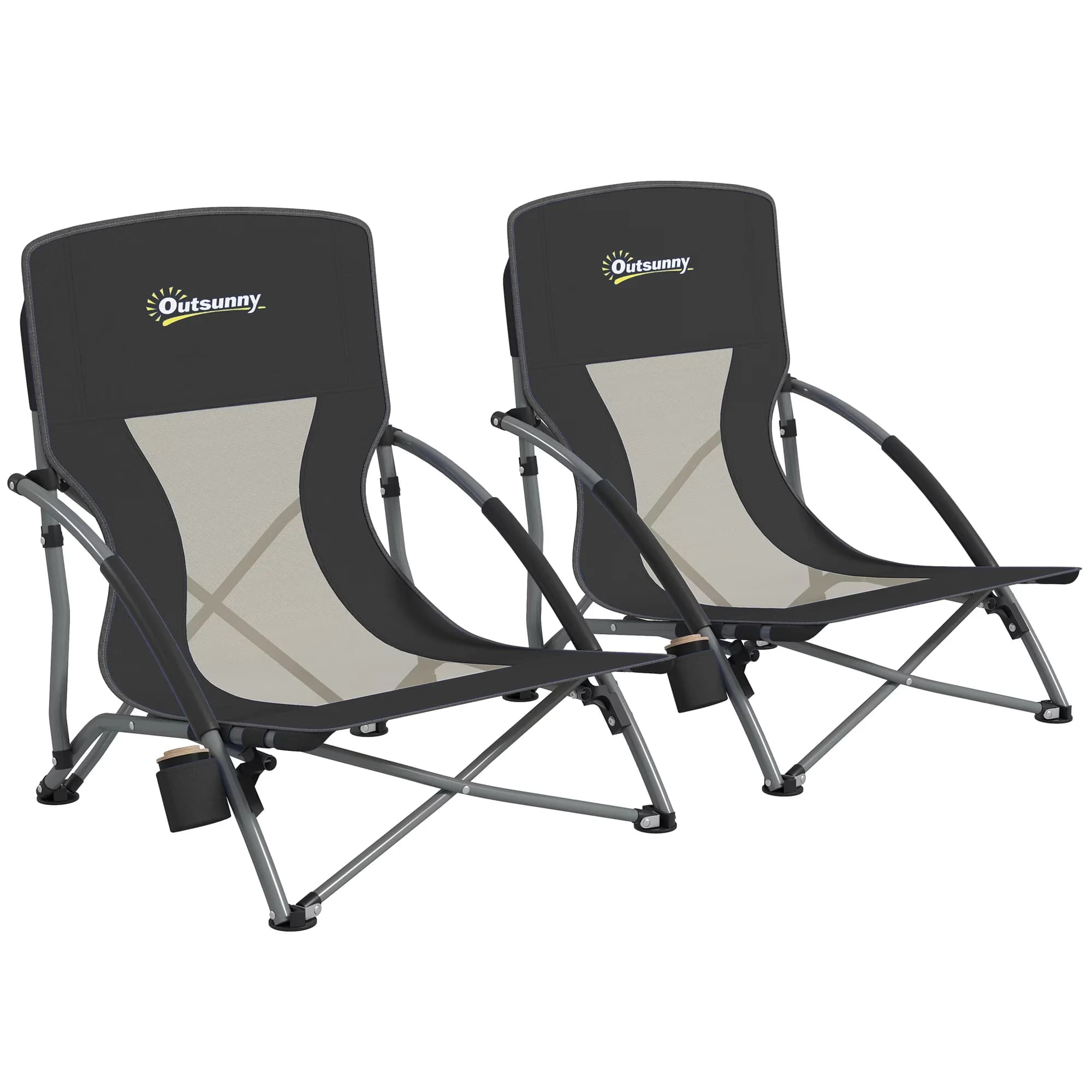 Sleek Beach Chair with Folding, Color: Black - Black for Outdoor, Camping Model 8668B6