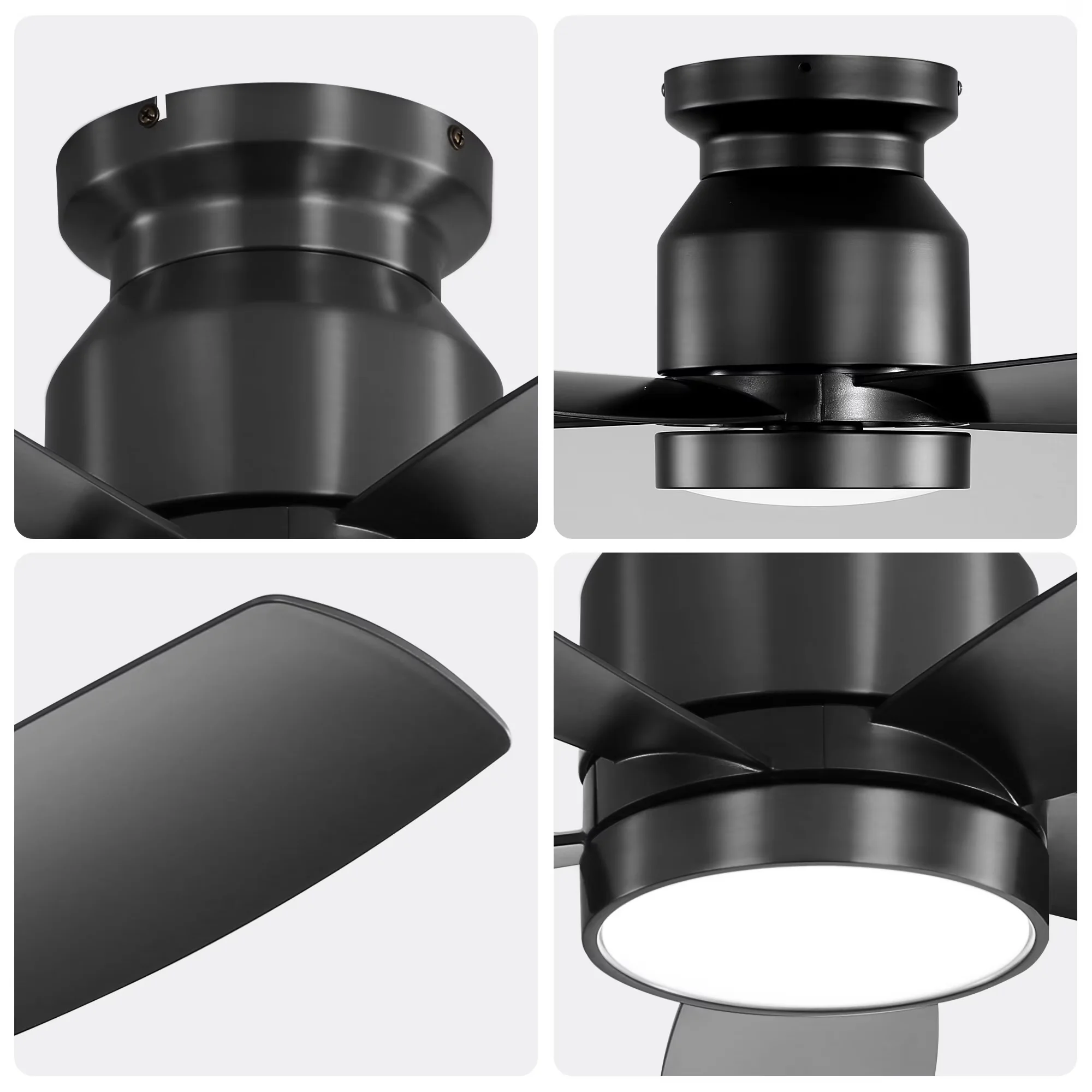 Ceiling Fan Durable with LED, 22W, Remote Controlled - Black for Bedroom Model 743C84