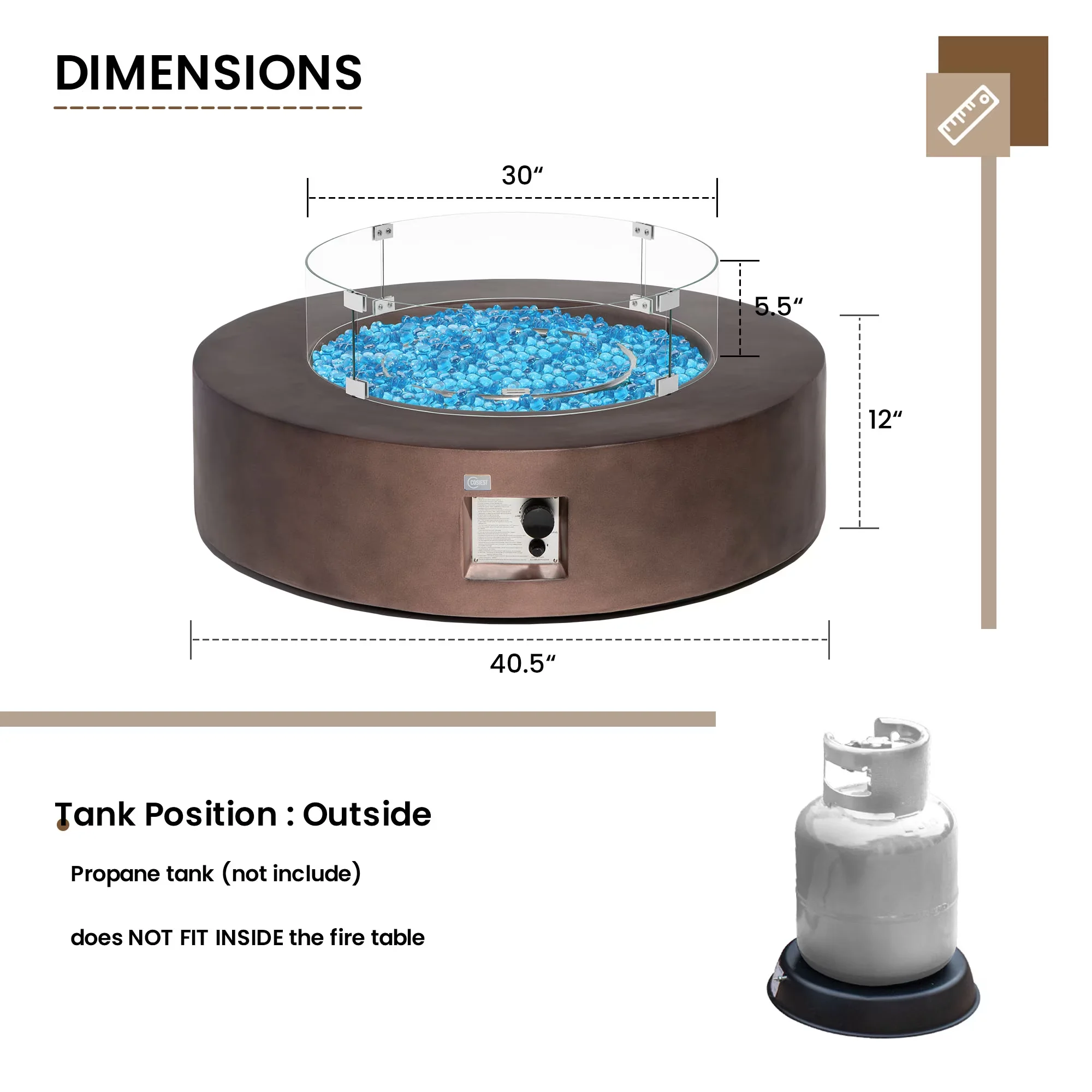 Outdoor Heating Classic with 50000 BTU, Weatherproof, Adjustable Flame - Model 11FED4