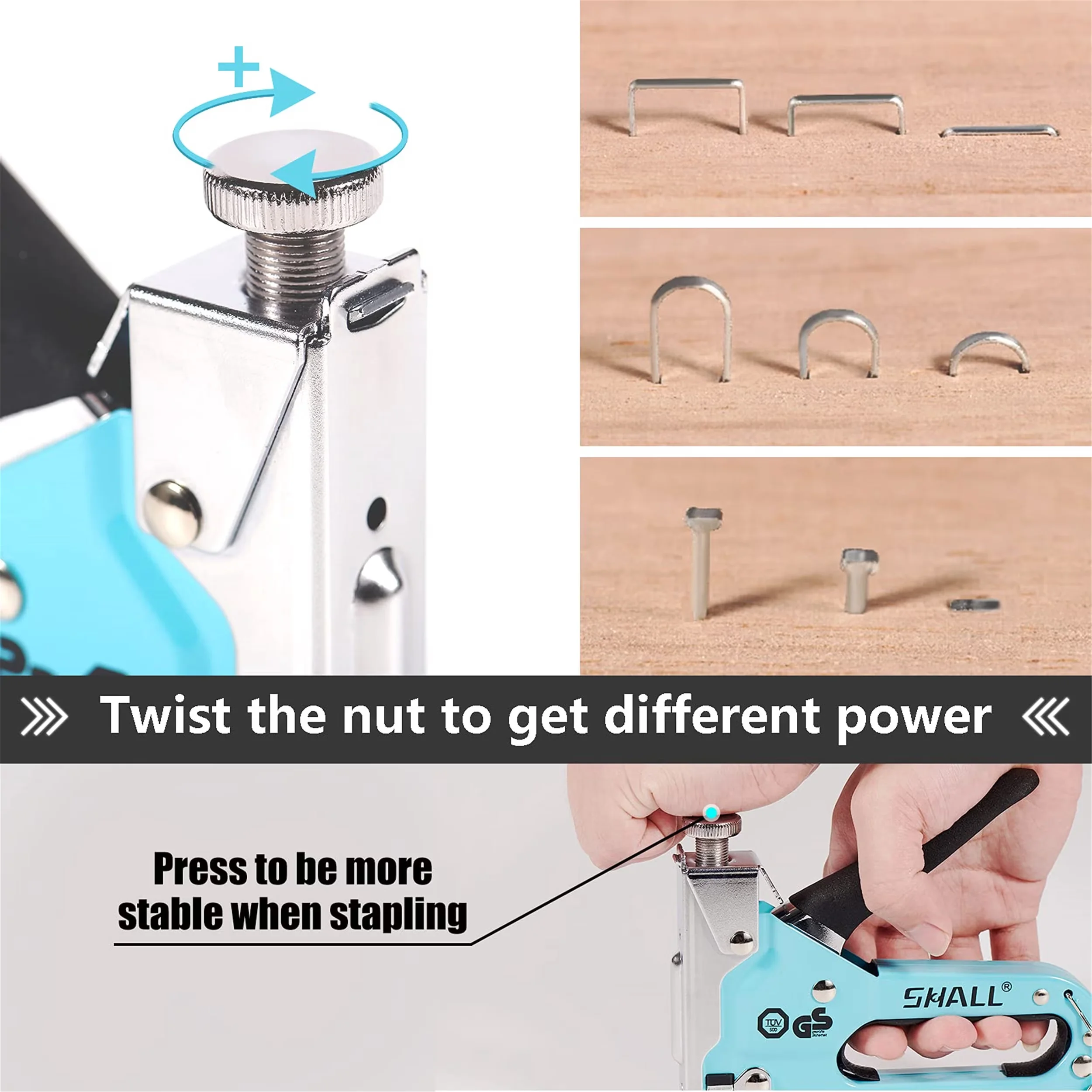 Power Tool Sleek with Adjustable, 3-in-1 Upholstery Staple Gun Kit, Staple Remover - Blue Model C35D3A