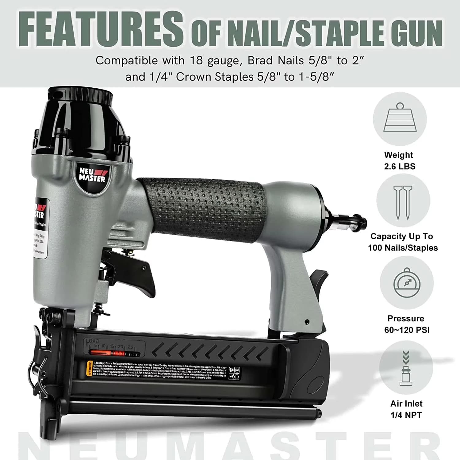 Durable Air Tools Compressor with Lightweight, Pneumatic Nail Gun - Multicolor for Home Model 9147A8