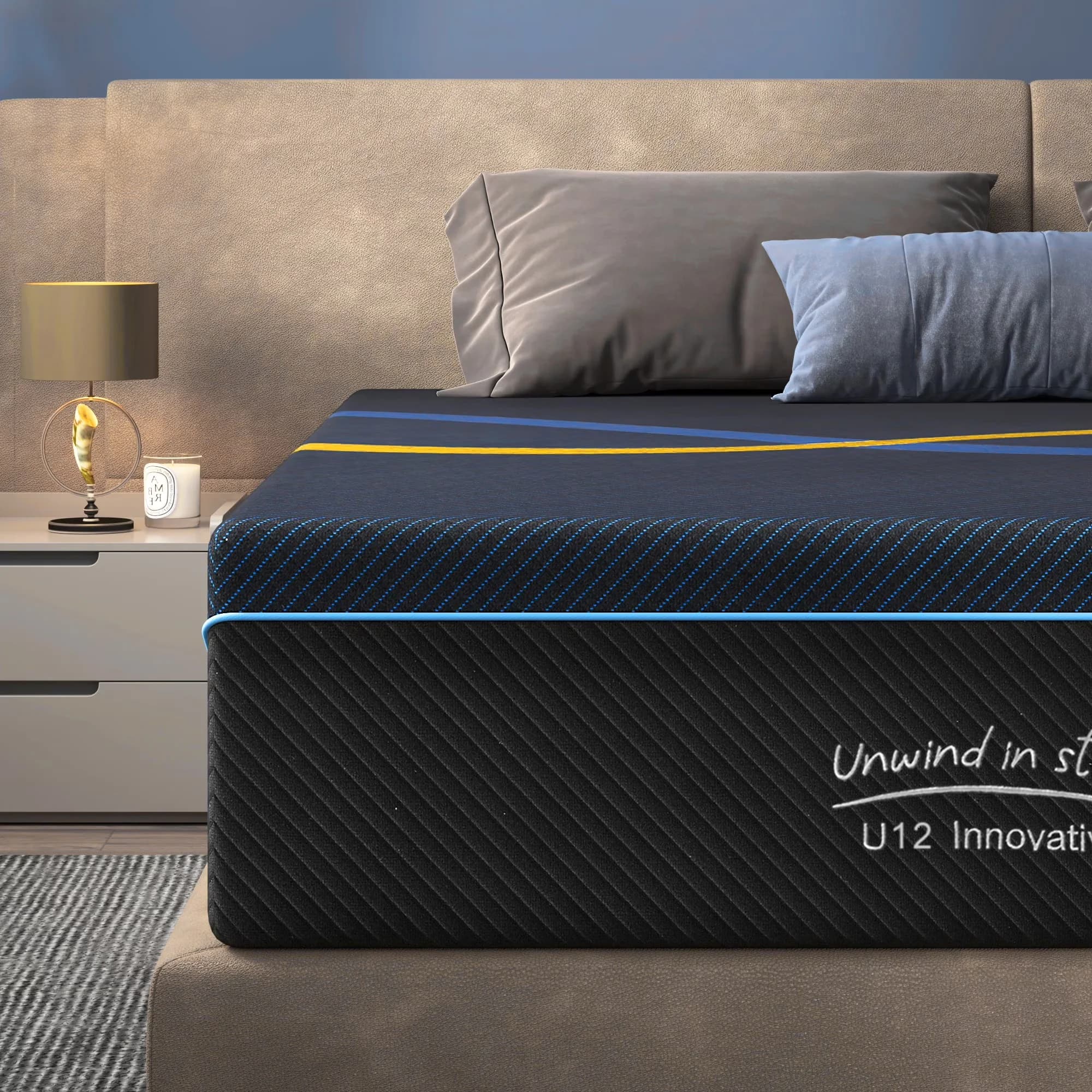 Essential Mattresses Accessory with Antimicrobial, Cooling Technology - Blue Gel Memory Foam, High Density Foam, Bamboo Charcoal... Model EEECD4