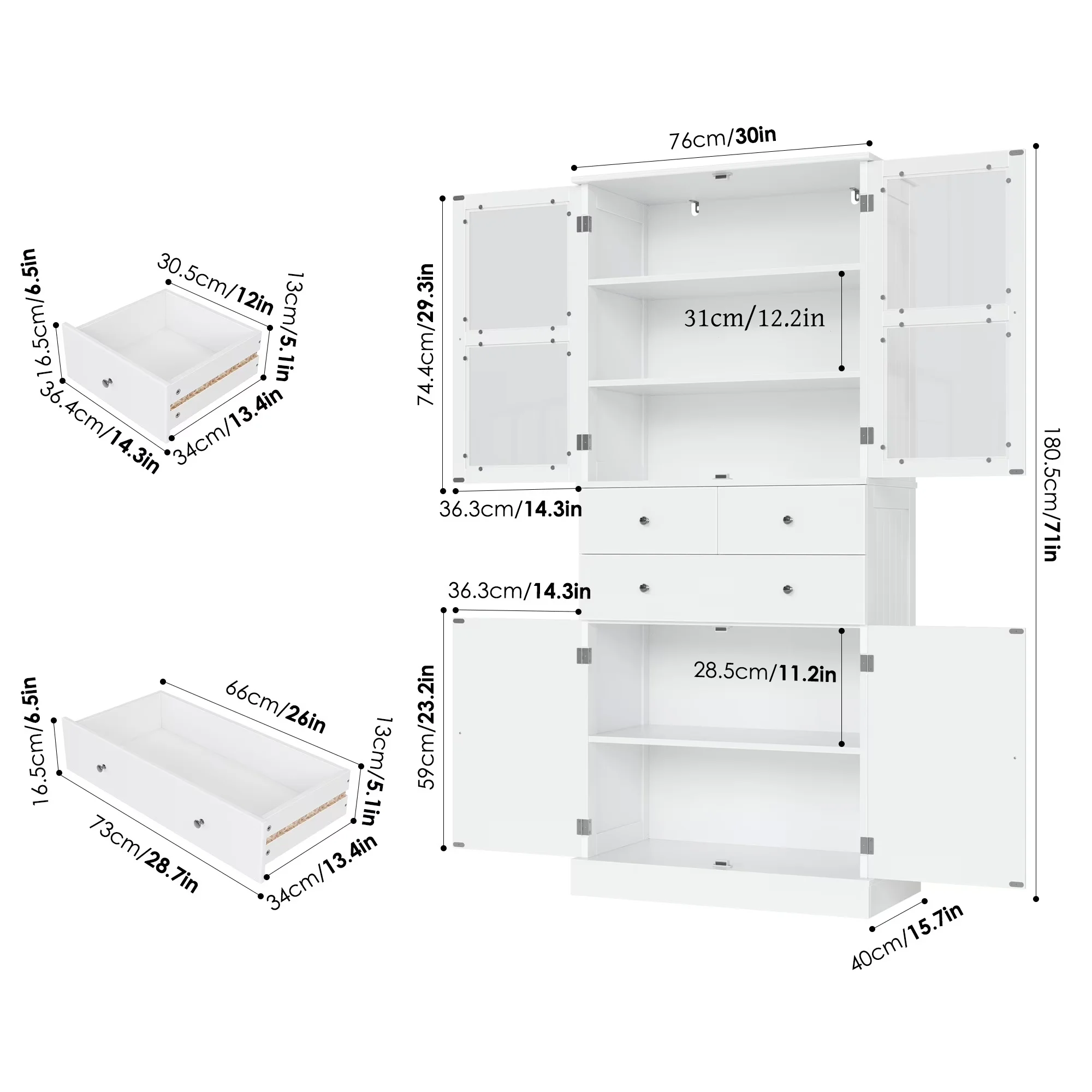 Kitchen Renovation Efficient with Scratch-Resistant, 5-Tier Shelves & 3 Drawers - Wood for Dining Room, Kitchen Model E8F58A