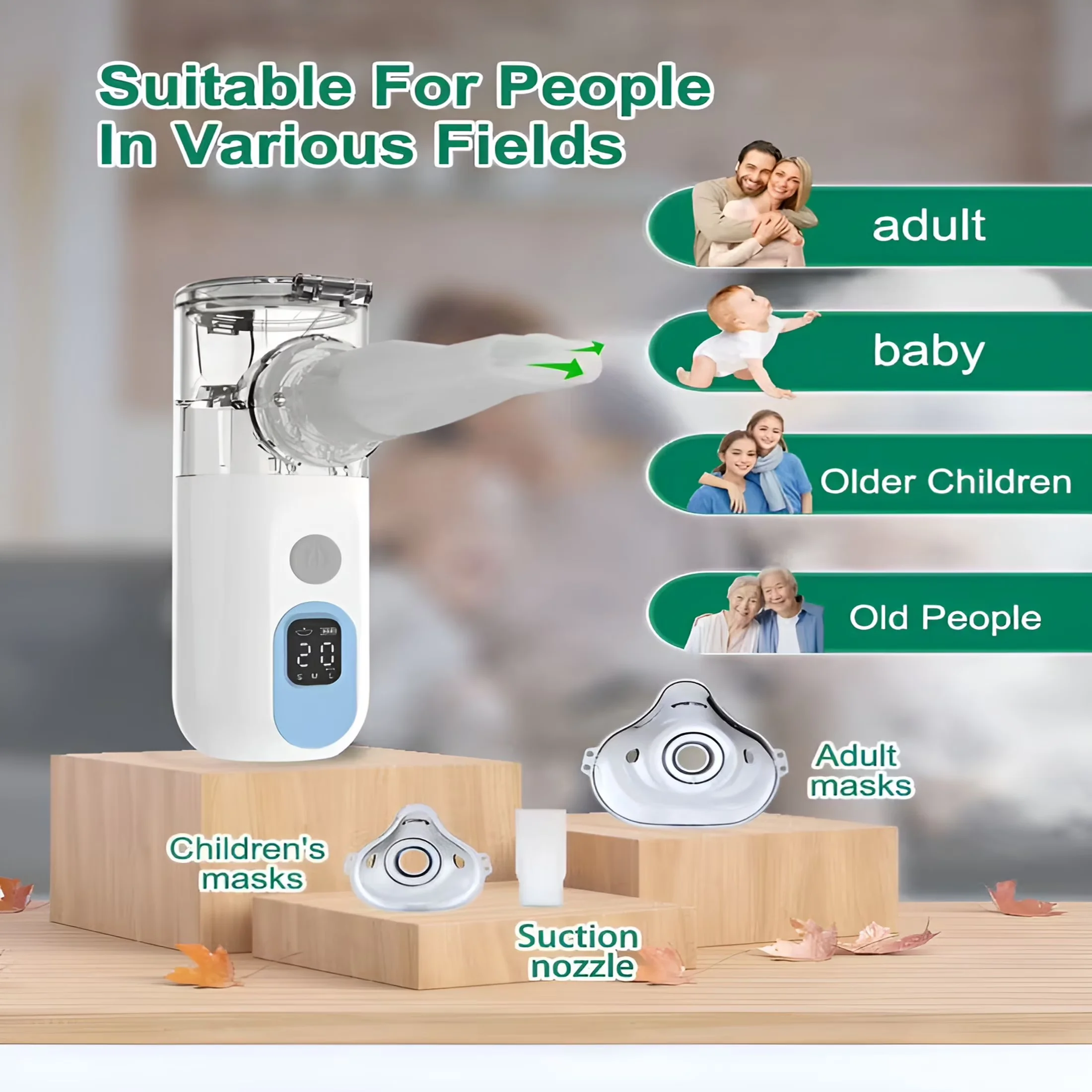 Stylish Humidifier with Flexible, LCD Display, 3 Modes portable humidifiers - Multicolor Model A42B5E