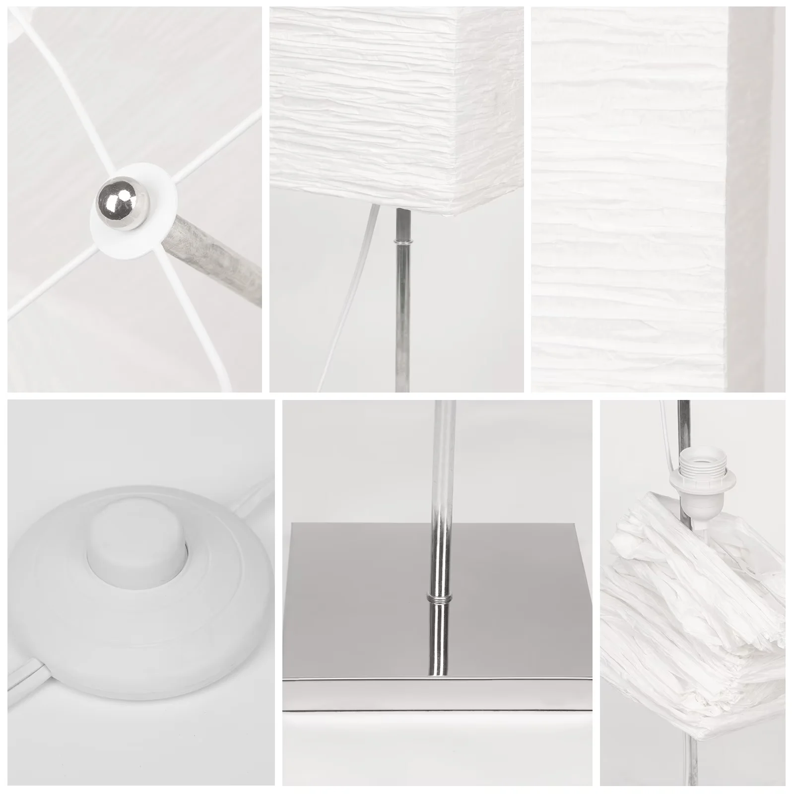 Stylish Lamp Set with LED, Standard Lamps - Metal Iron &Paper Lampshade White for Living Room, Bedroom Model E4A977