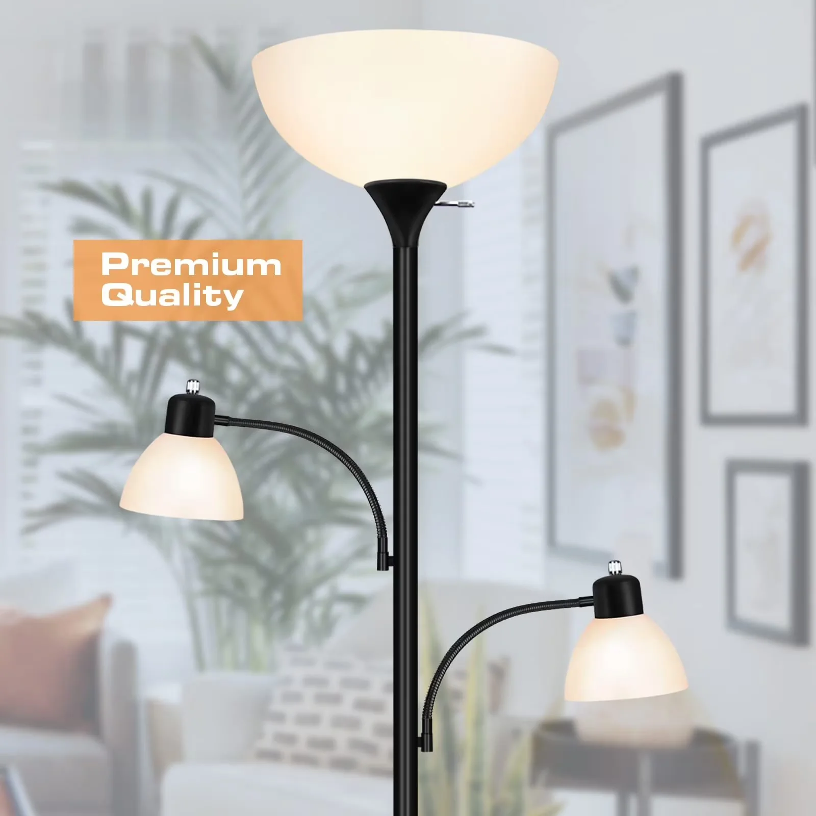 Efficient Floor Lamp with LED, 8W, Dimmable - Metal Black Lamps - Heavy Duty Model 859CD6