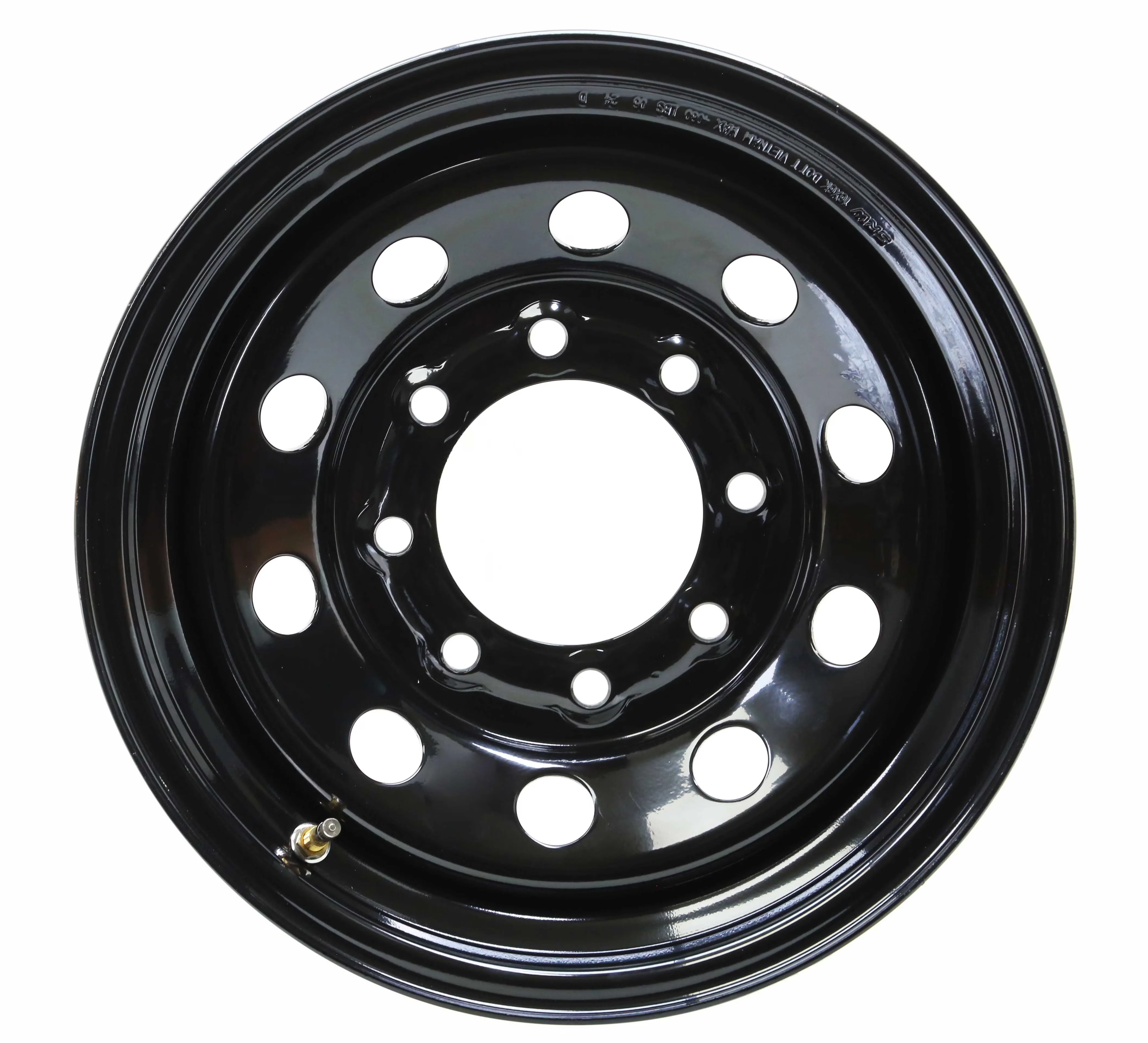 Sleek Wheels And Rim with Wheel Style: Mod, Color: Black, Wheel size:16 x 6, Bolt Pattern:8 Lug on 6.5" - Black Stainless Steel Model 0E0225