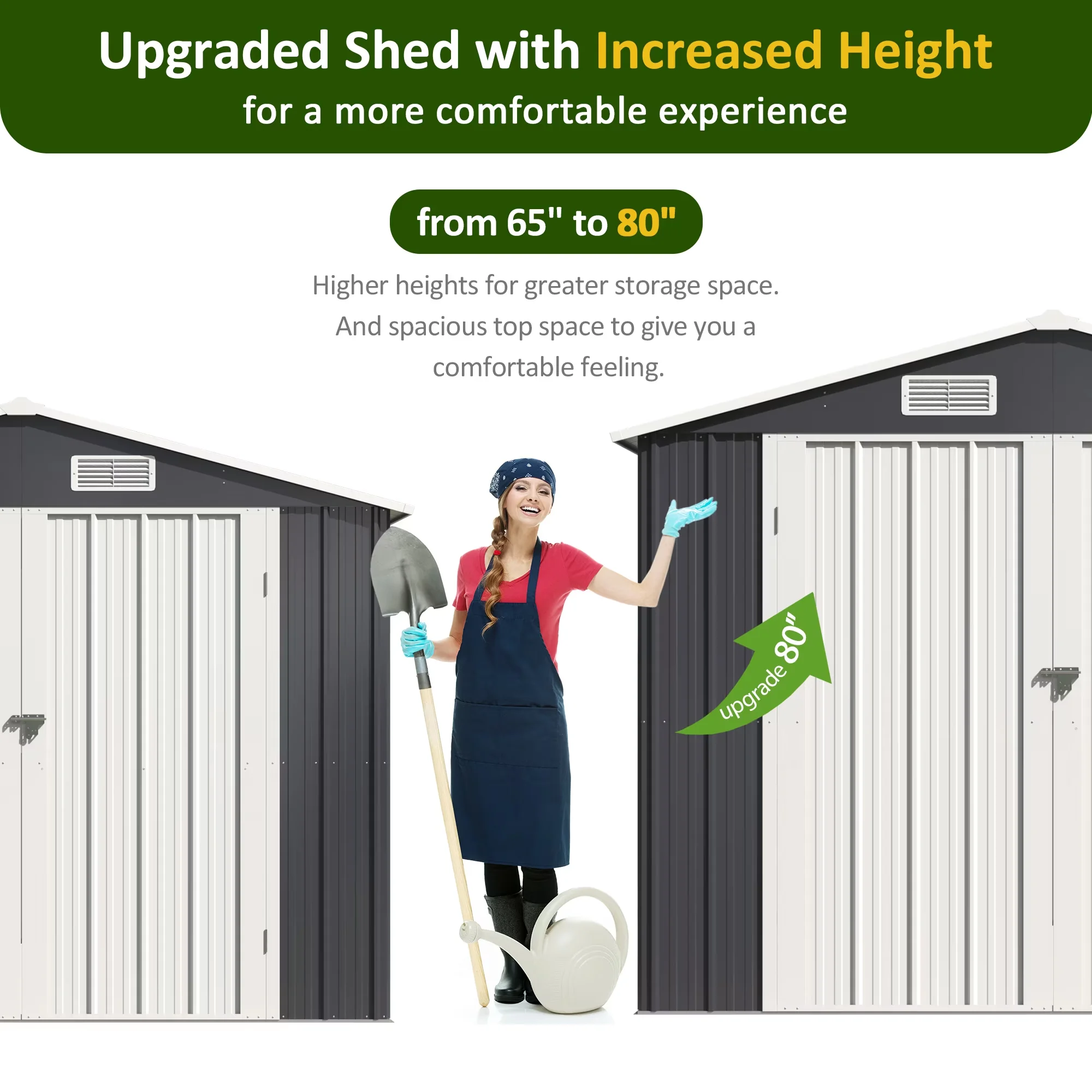 Stylish Shed with Lockable Door, Waterproof, Spacious Steel Storage - Metal Gray for Patio, Garden Model AFAE25