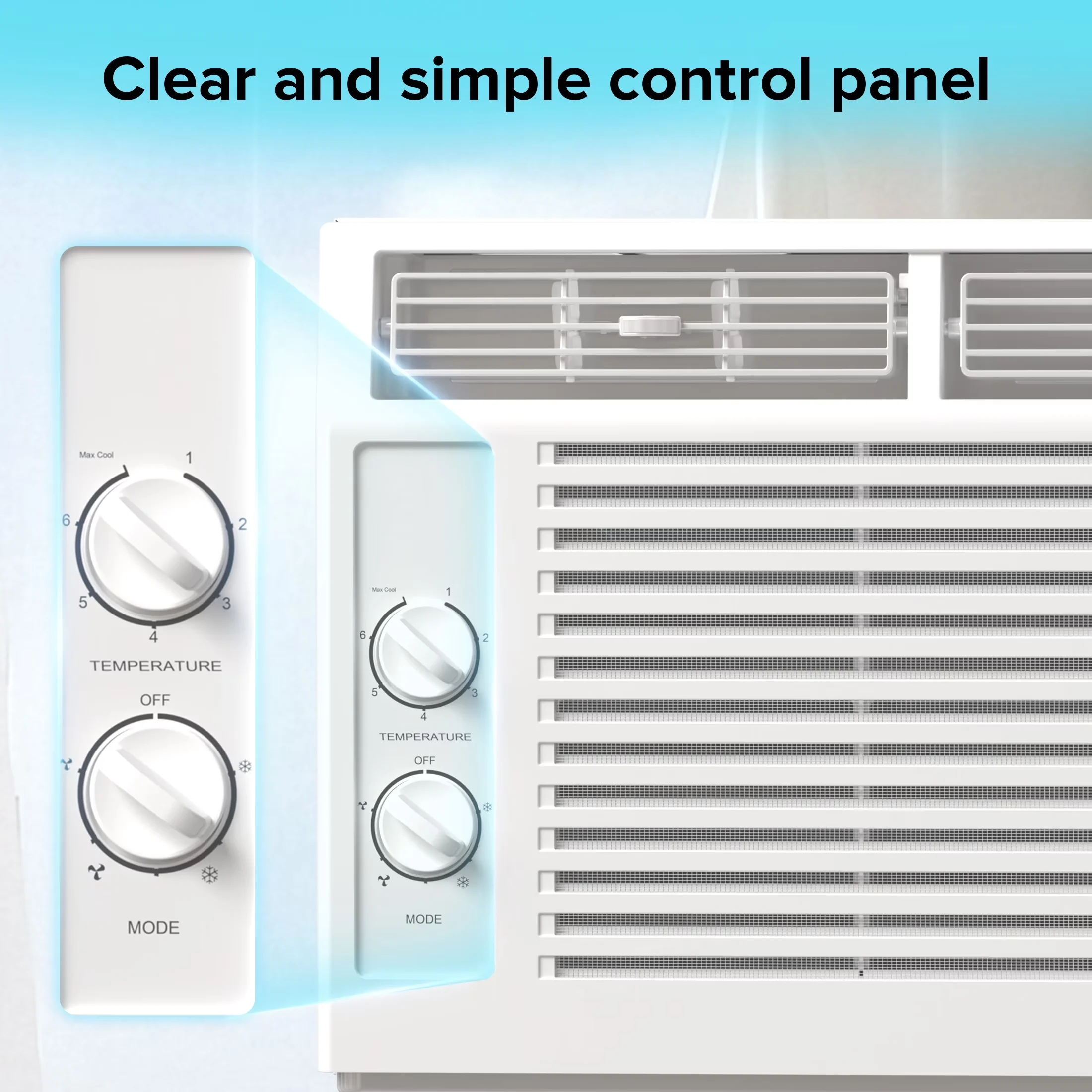 Sleek Air Conditioner with 5000 BTU, Energy Efficient, Variable Speed - White for Small, Rooms Model D9B3C6
