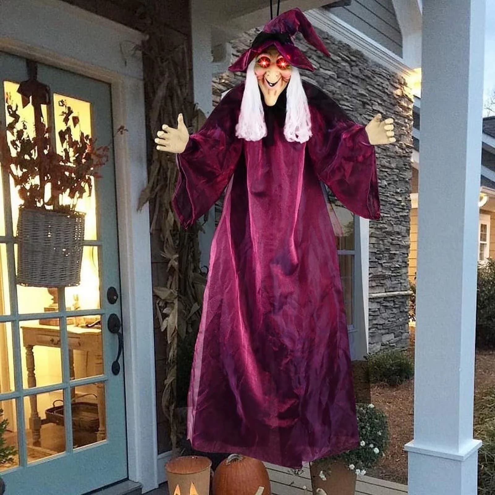 Led Lighting Innovative with Weatherproof, Features an animatronics witch design. - Plastic Purple Model D14E59