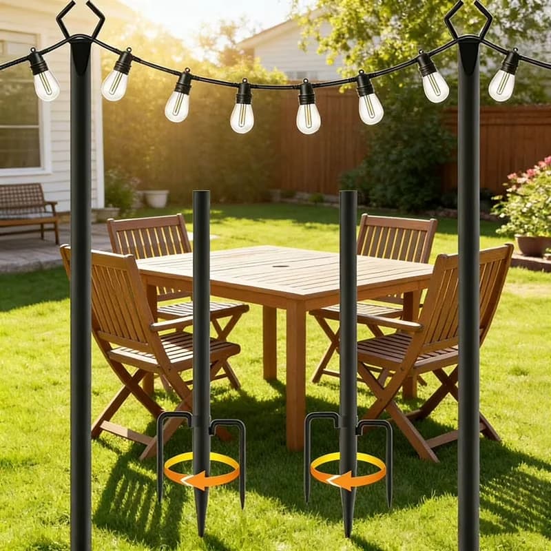 Efficient Novelty Light with LED, Eco Friendly, 4 Packs String Poles - Black Model B7B440