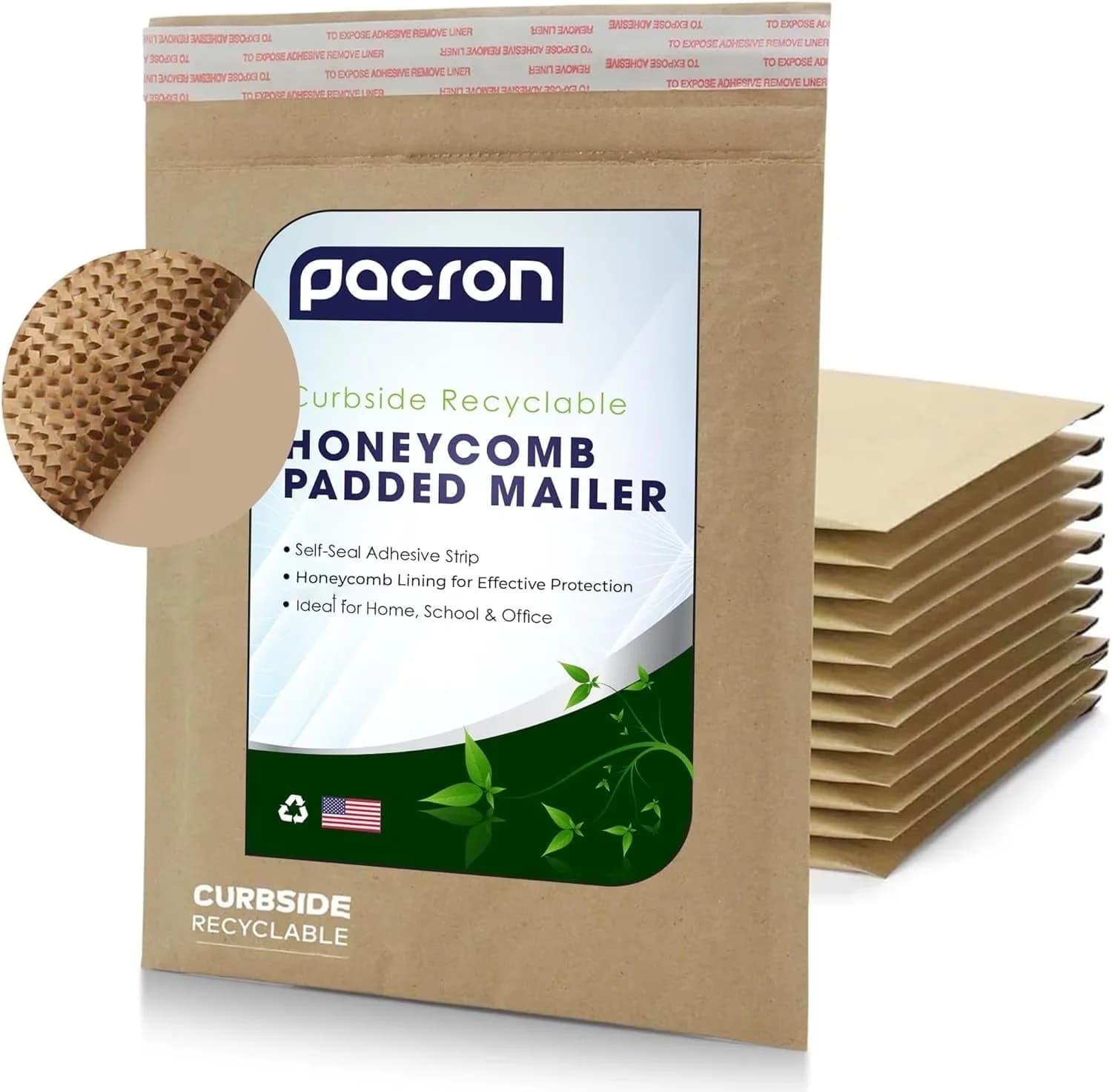 Moving Compact with Durable Shipping Envelopes, Recyclable Self-Seal Padded Envelopes - Brown Hex Coat Paper for Small Model E86005