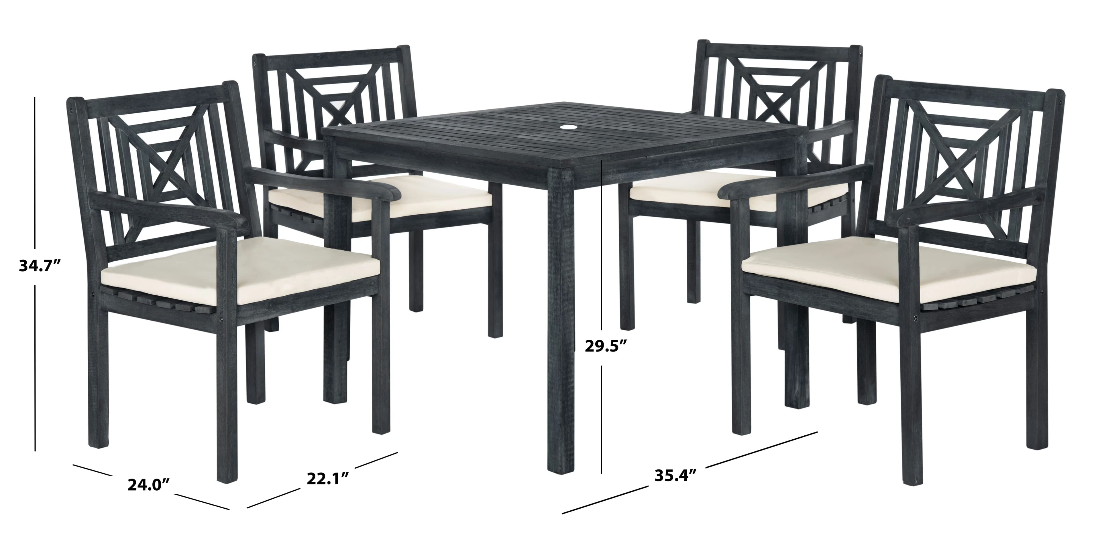 Patio Dining Set Versatile with Transitional, Minor Assembly Required, Color: Dark Slate Grey/Beige - Beige, Gray Wood Model 0E3613