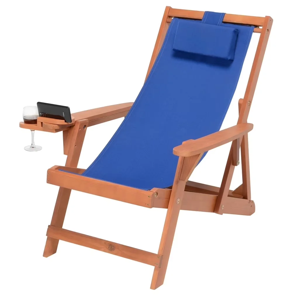 Innovative Beach Chair with Folding, Set includes: 2 sling chairs, Light and easy assembly - Walnut Model 8F74EA