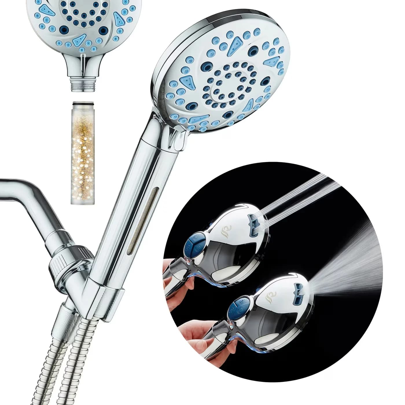 Essential Shower Head with Easy To Install, Built-in Filter - Abs, Stainless Steel Silver Model B22357