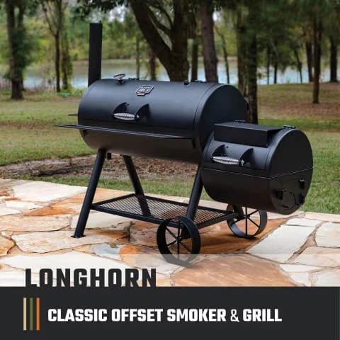 Combo Grill Reliable with ® Longhorn Offset Smoker - Heavy Duty Steel - Durable Build Model 2240CA