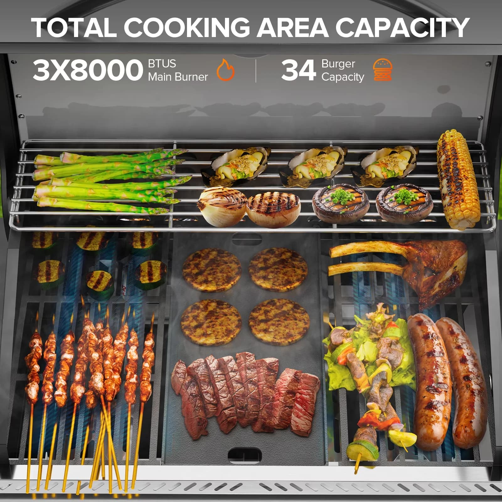 Gas Grill Innovative with 42000 BTU, Rust Resistant, Stainless Steel 4 Burner Propane - Stainless Steel Model 4C17F4