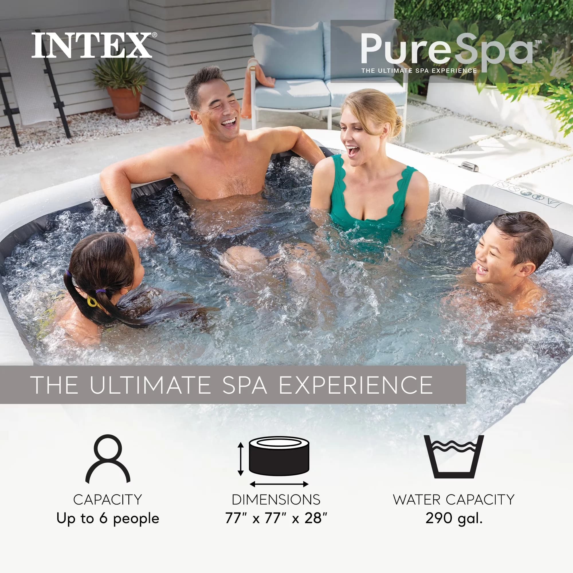 Hot Tub Modern with Inflatable, Cup Holder 4-Pack, 94 x 28" - Gray - Satisfaction Guaranteed Model CEB8B8