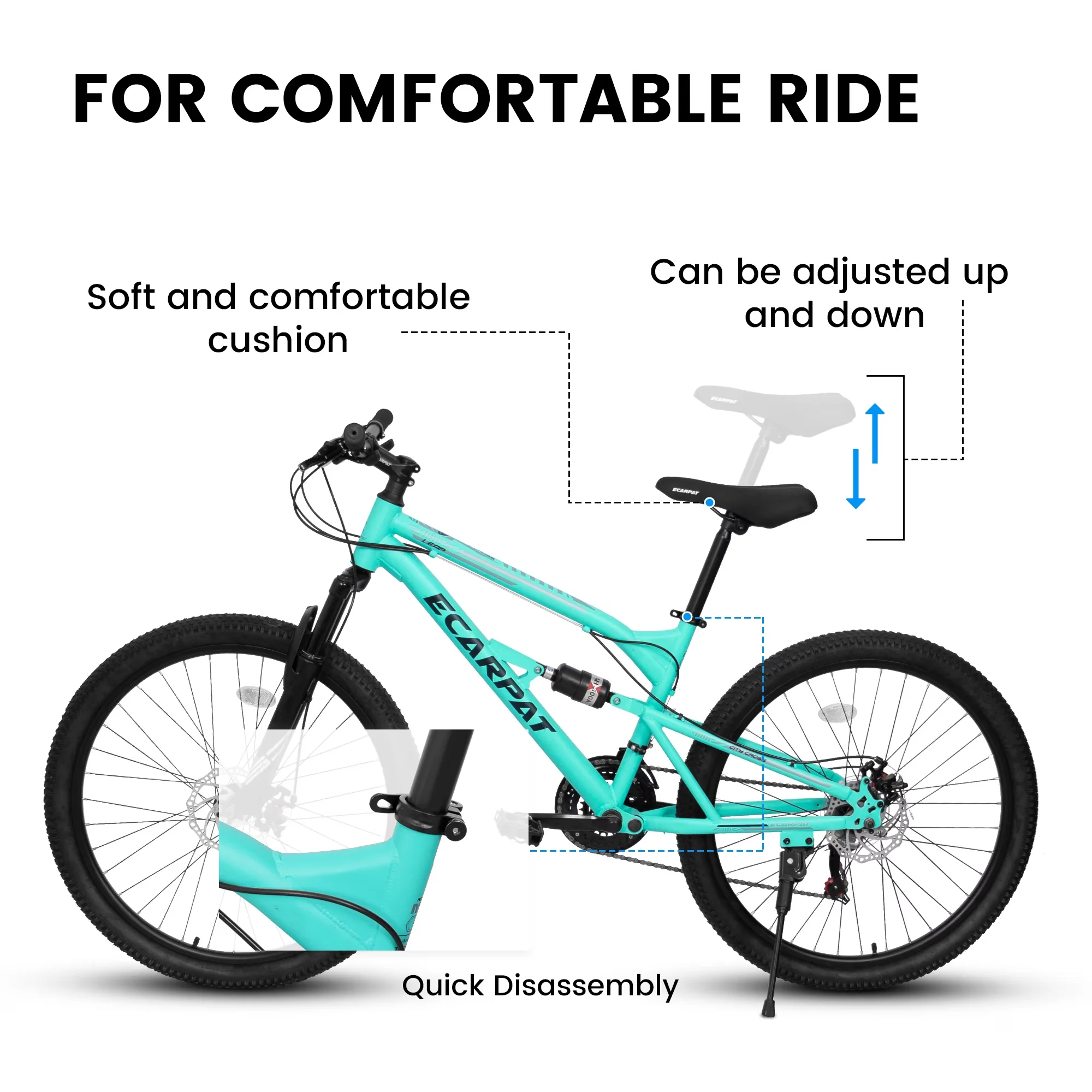 Premium Mountain Bike with Compact, biking, Front Suspension - Blue 26 Inch Model F2D944