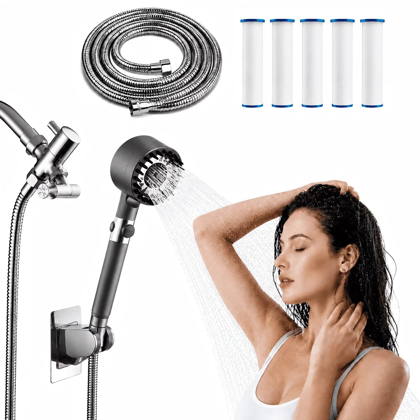 Shower Head Sleek with Easy To Install, Easy To Clean, Filtered - Pp Gray Model 4F8695