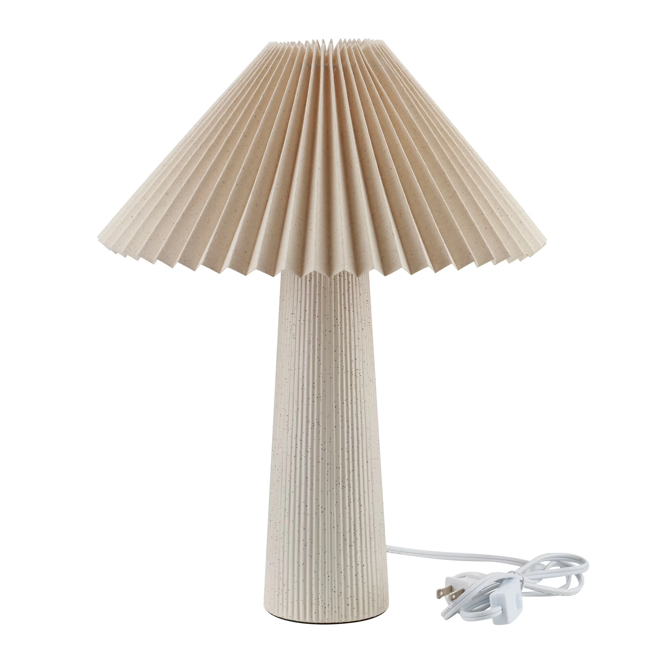 Classic Table Lamp with Incandescent, Modern, 18"in Ribbed Ceramic - White Ceramic Model 64D283