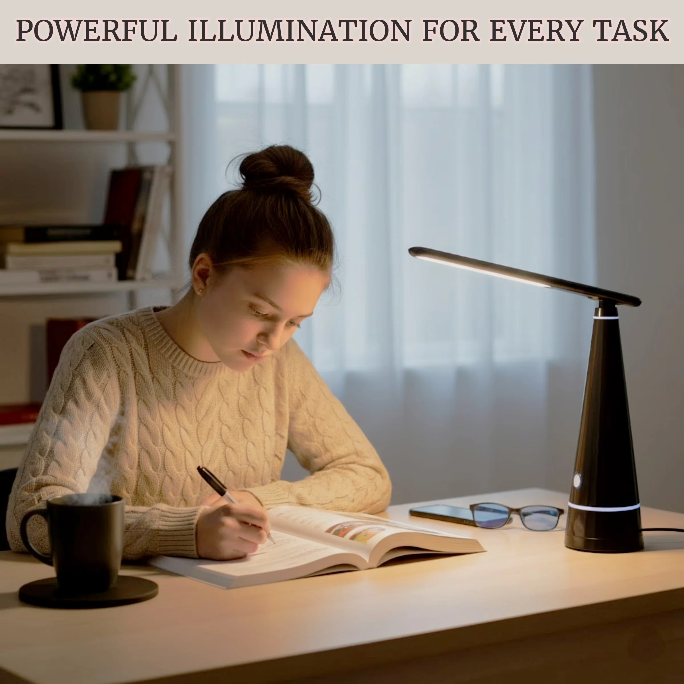 Stylish Desk Lamp with LED, Modern, Modern LED - Black Metal - Traditional Style Model D33206