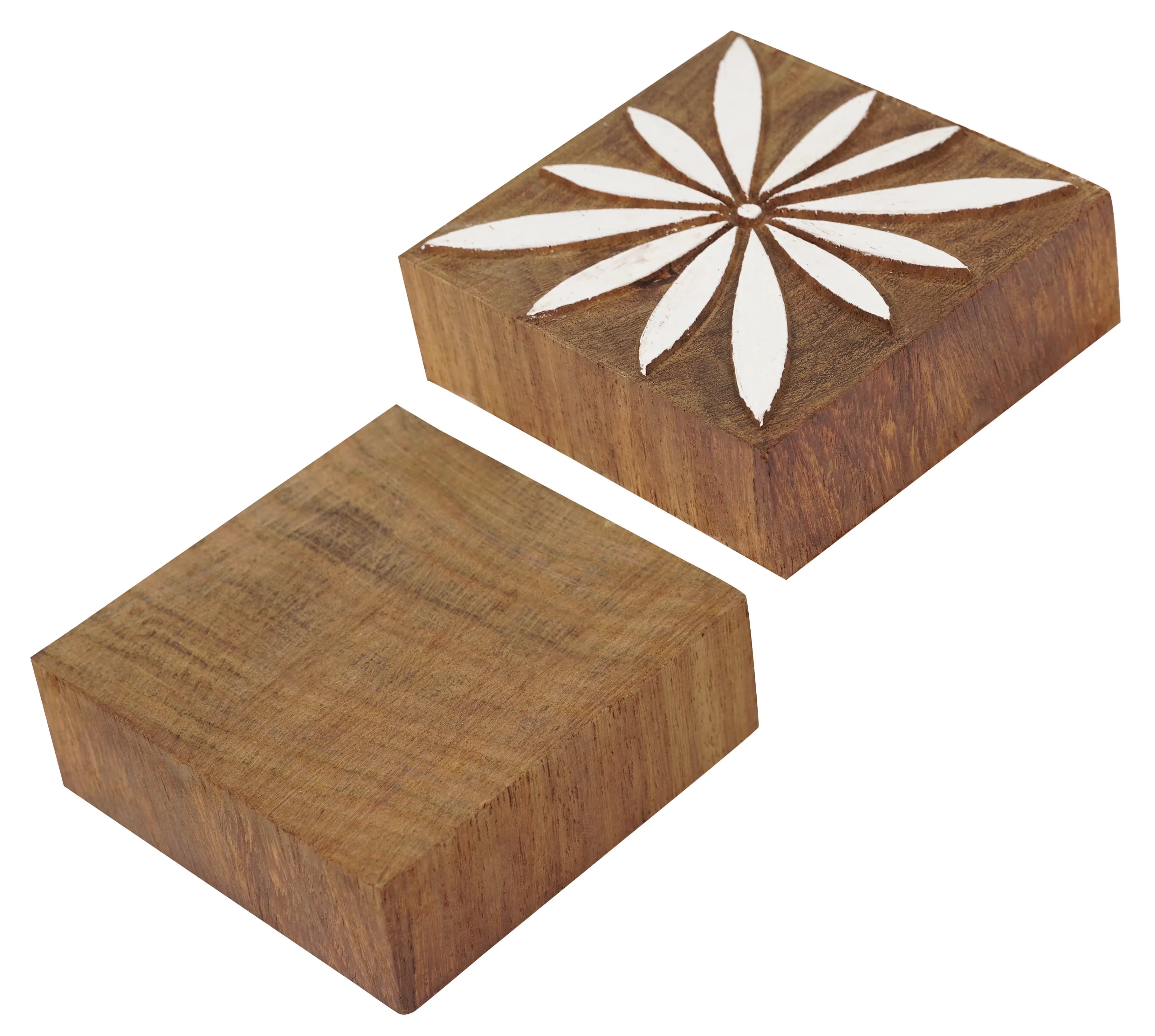 Innovative Moving with PATTERN:Flower, MATERIAL:Wood - Brown Wood 3 Inch Model FBA87E