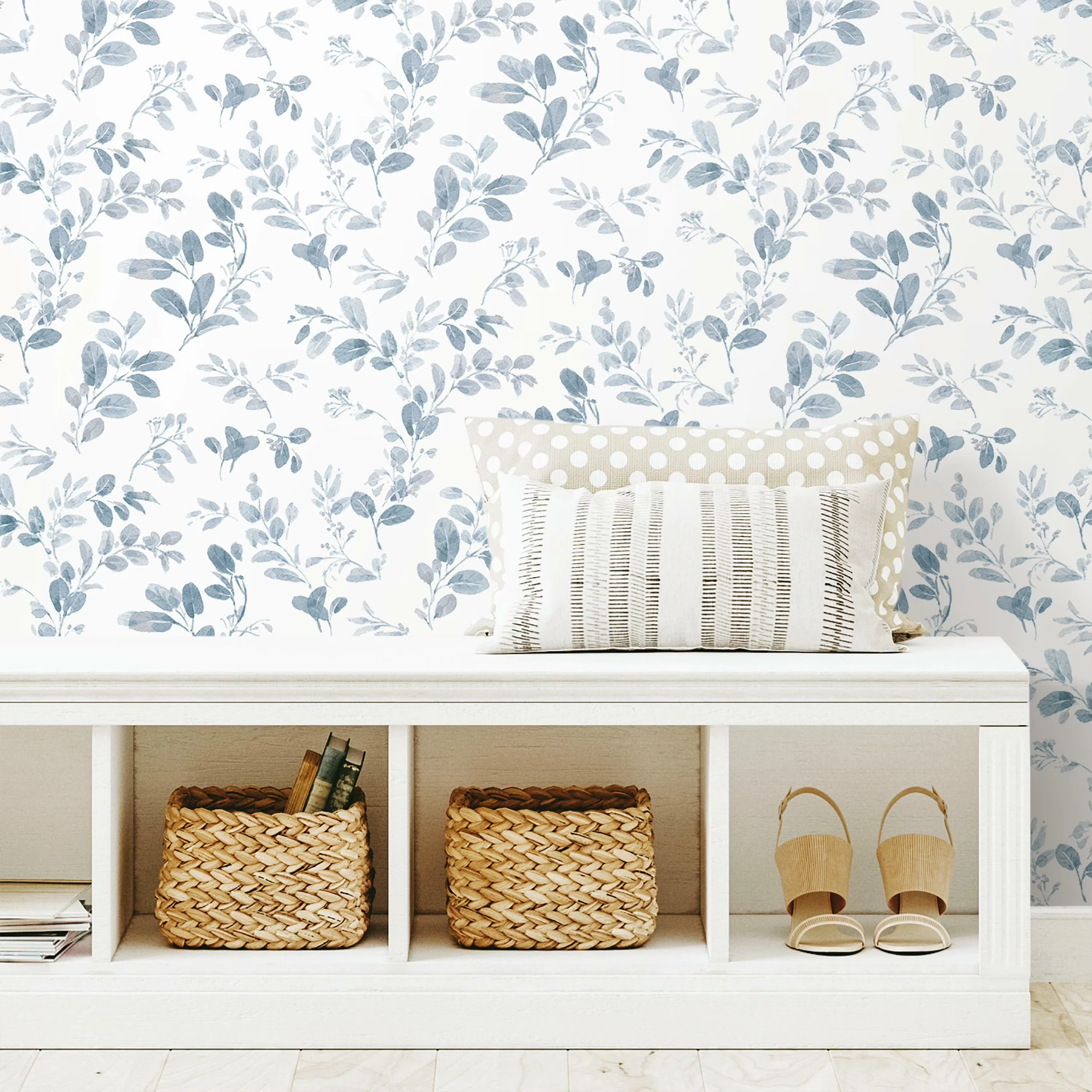 Wallpaper Compact with Removable, Leaves no sticky residue on the surface - Vinyl Blue Model A32572