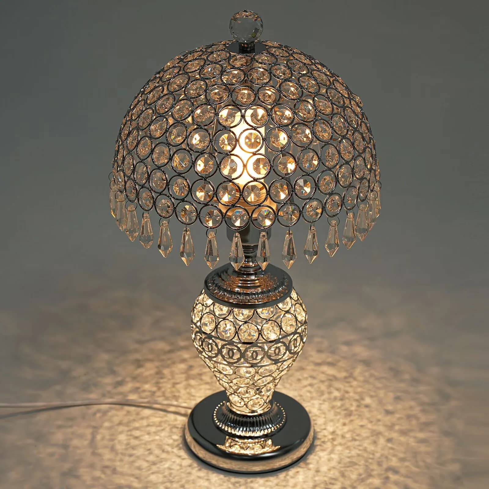 Professional Lamp with LED, Modern, Bedside Lamps - Crystal|Iron Silver Model B233D3