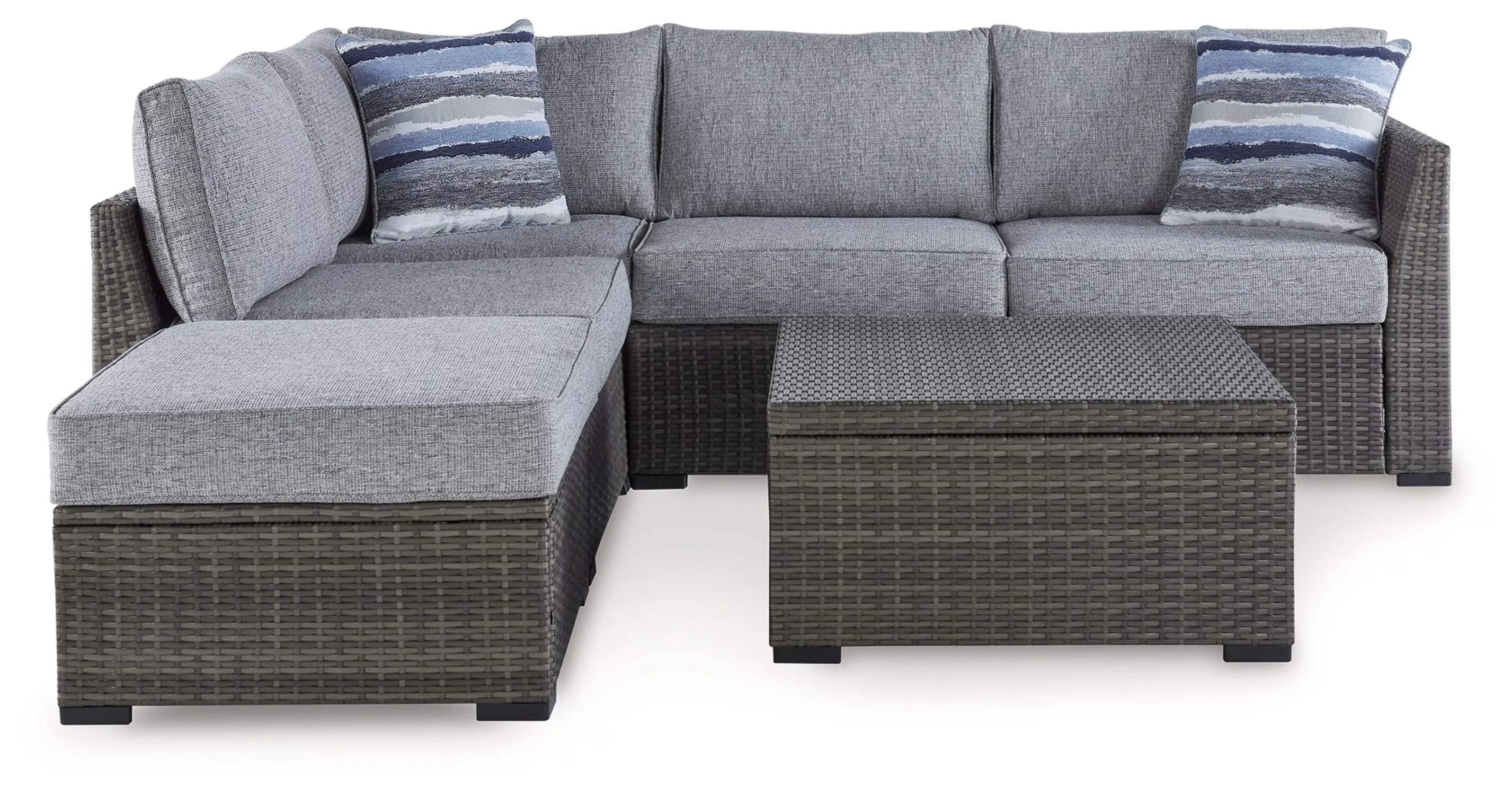 Essential Outdoor Sofas Sectional with Fade Resistant, Storage, Weather-Resistant - Gray Wicker / Rattan Model 8F195E