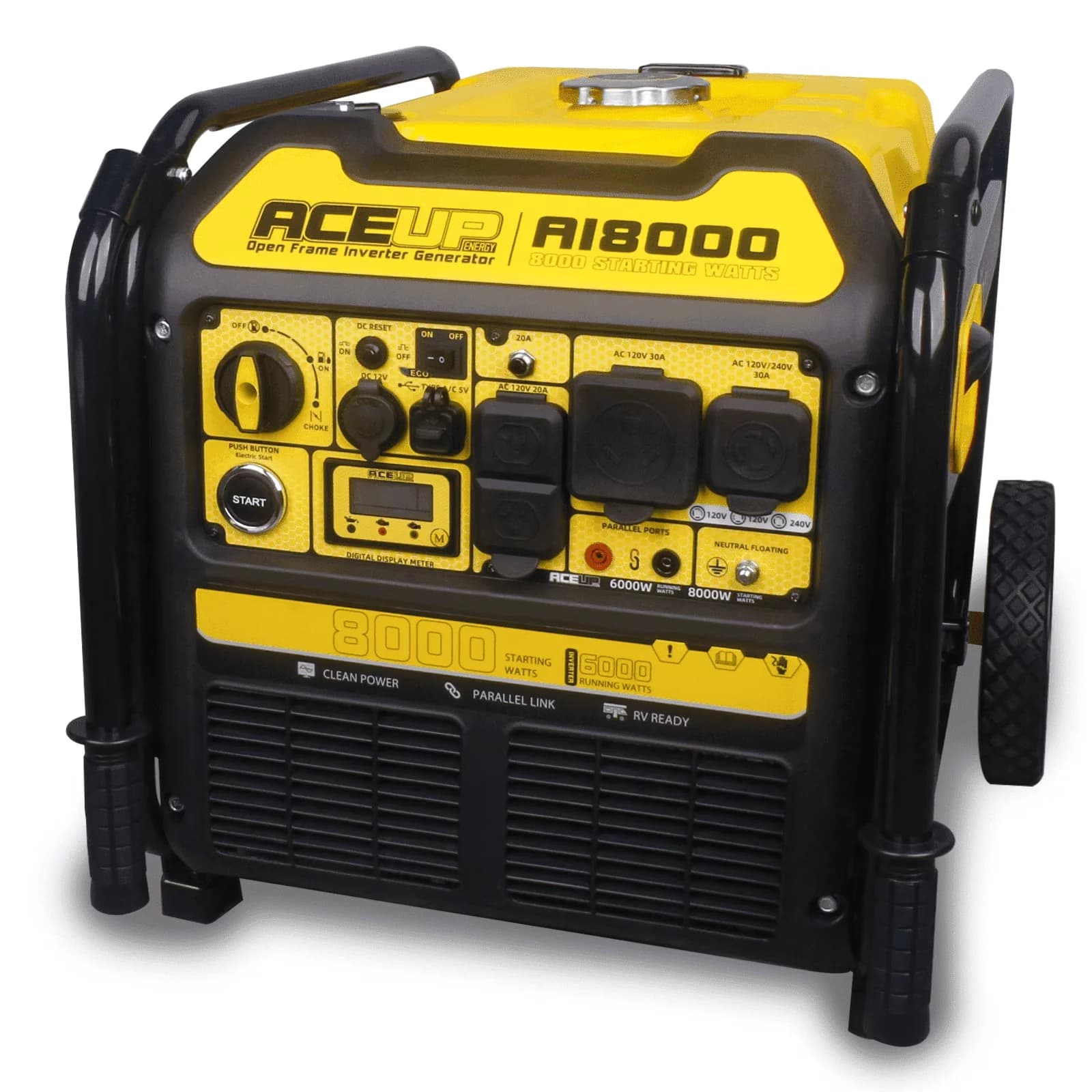 Stylish Generator with 8000W, RV-Ready, 8000W Gasoline Pull Cord Start Inverter for Home - Model 6B5766