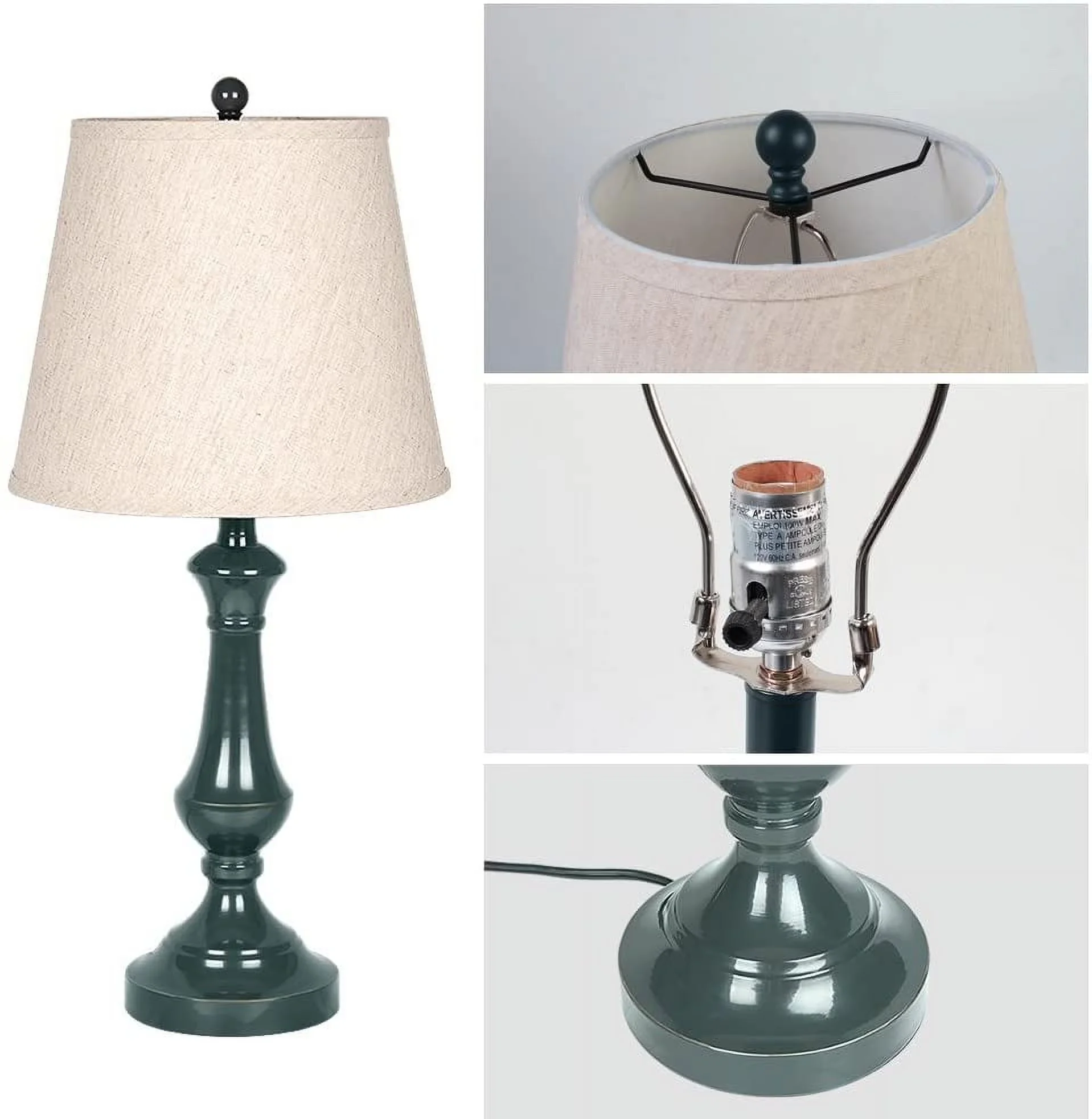 Quality Table Lamp with Incandescent, Contemporary, Accent Lamps - White Metal Model 44106E